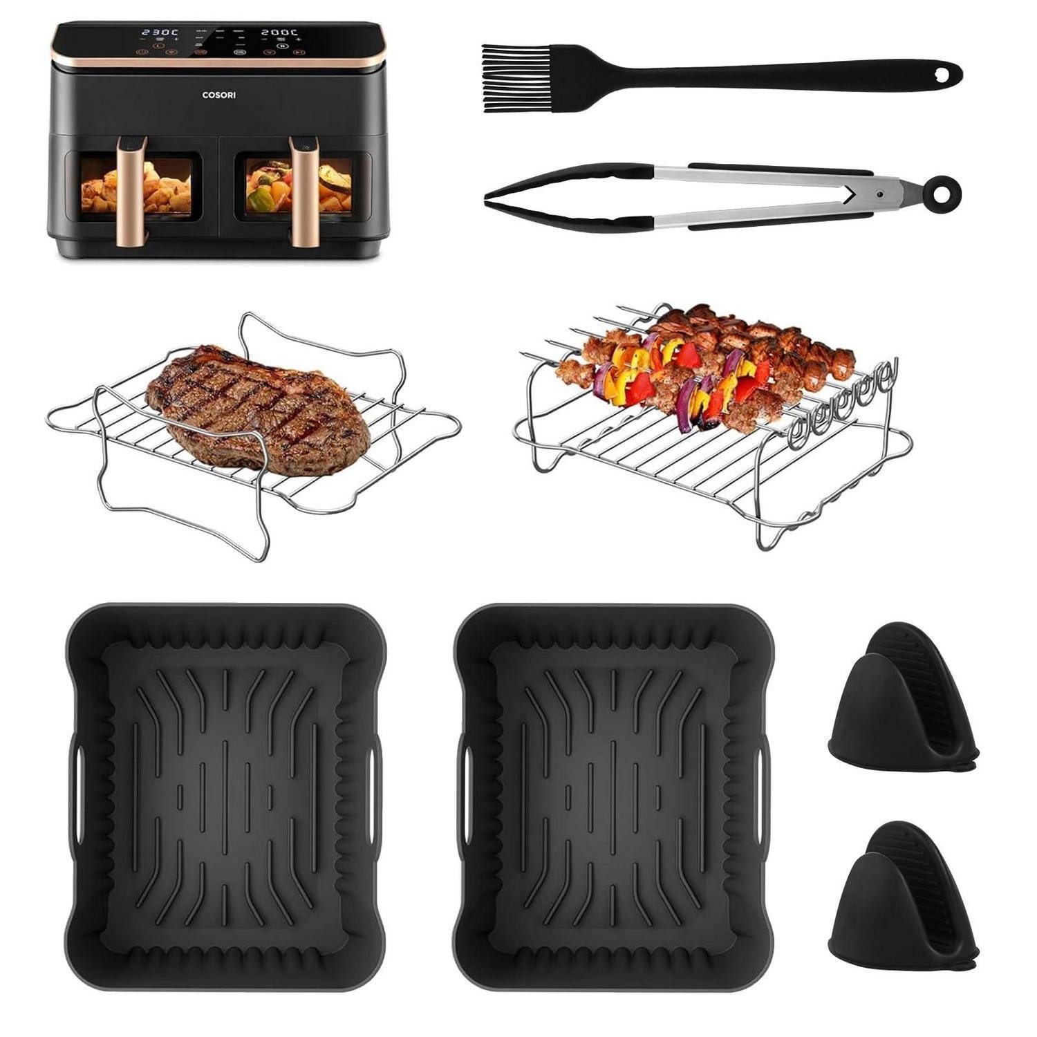 LuxusKollektion Frittiereinsatz Heißluftfritteuse Zubehör 8.5L/10L Silikonform Set
