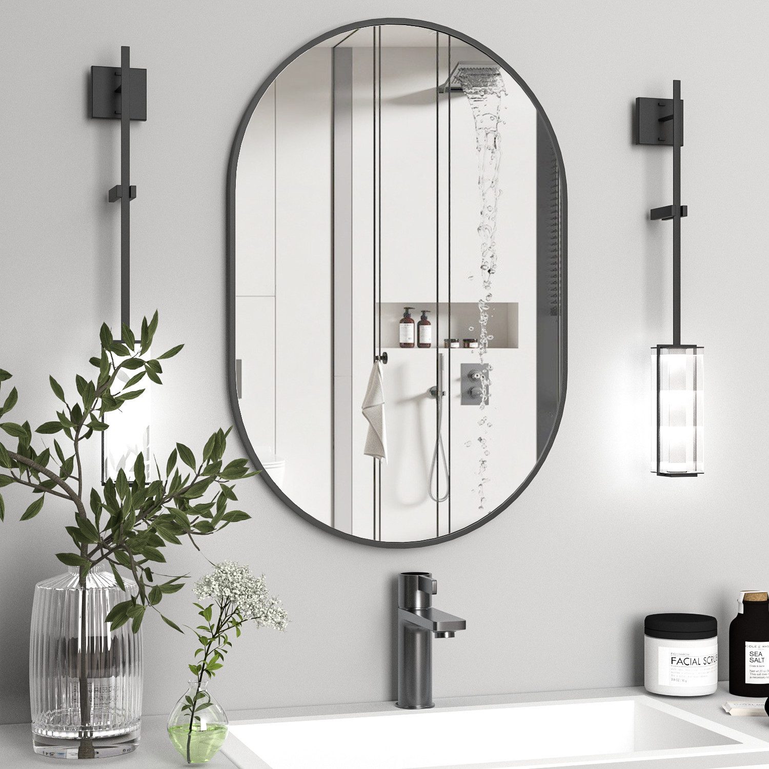 CASSILANDO Badspiegel Ovaler Wandspiegel, Badezimmerspiegel, 75 * 50cm Alum günstig online kaufen