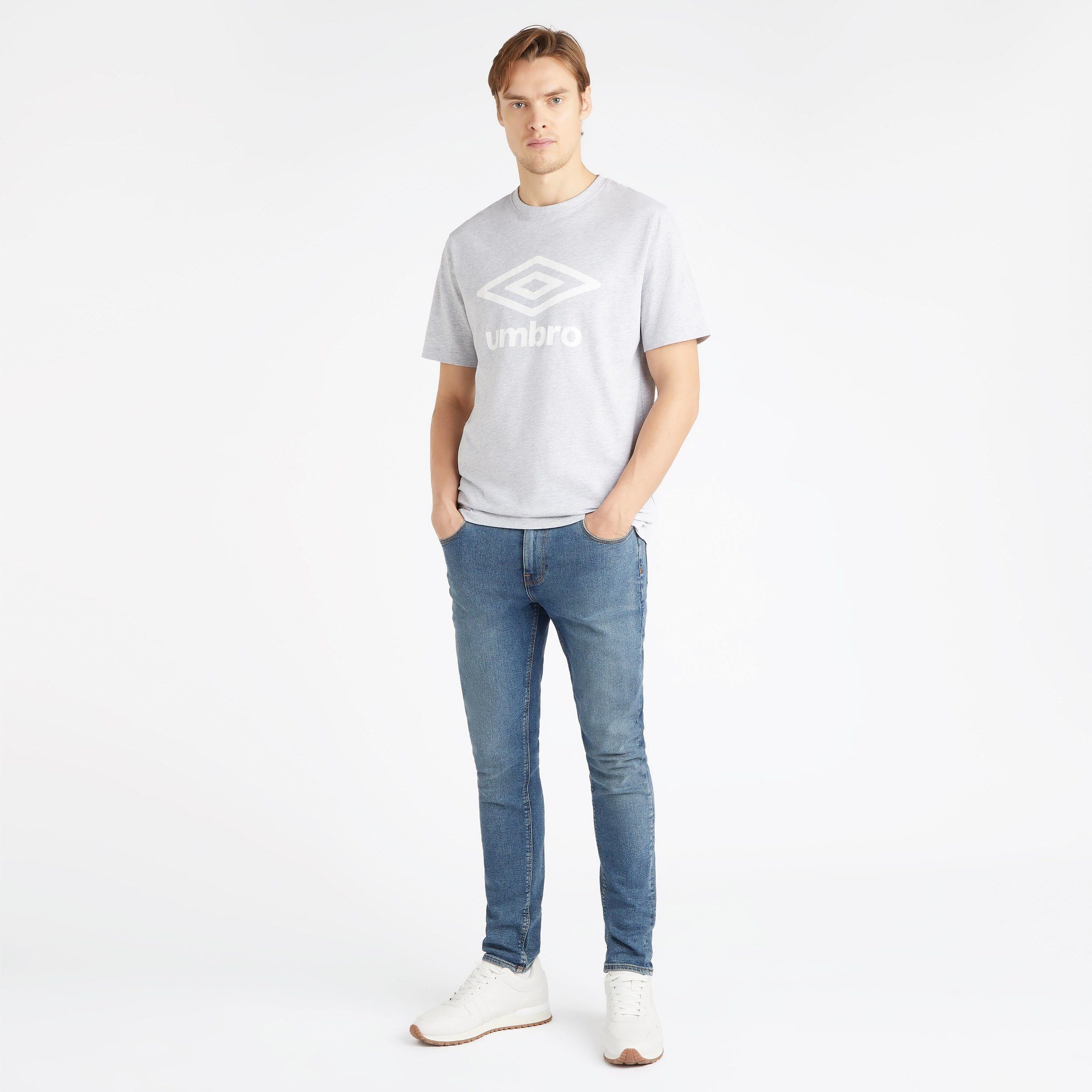 Umbro T-Shirt Big Logo (Baumwolle) grau/weiss Herren