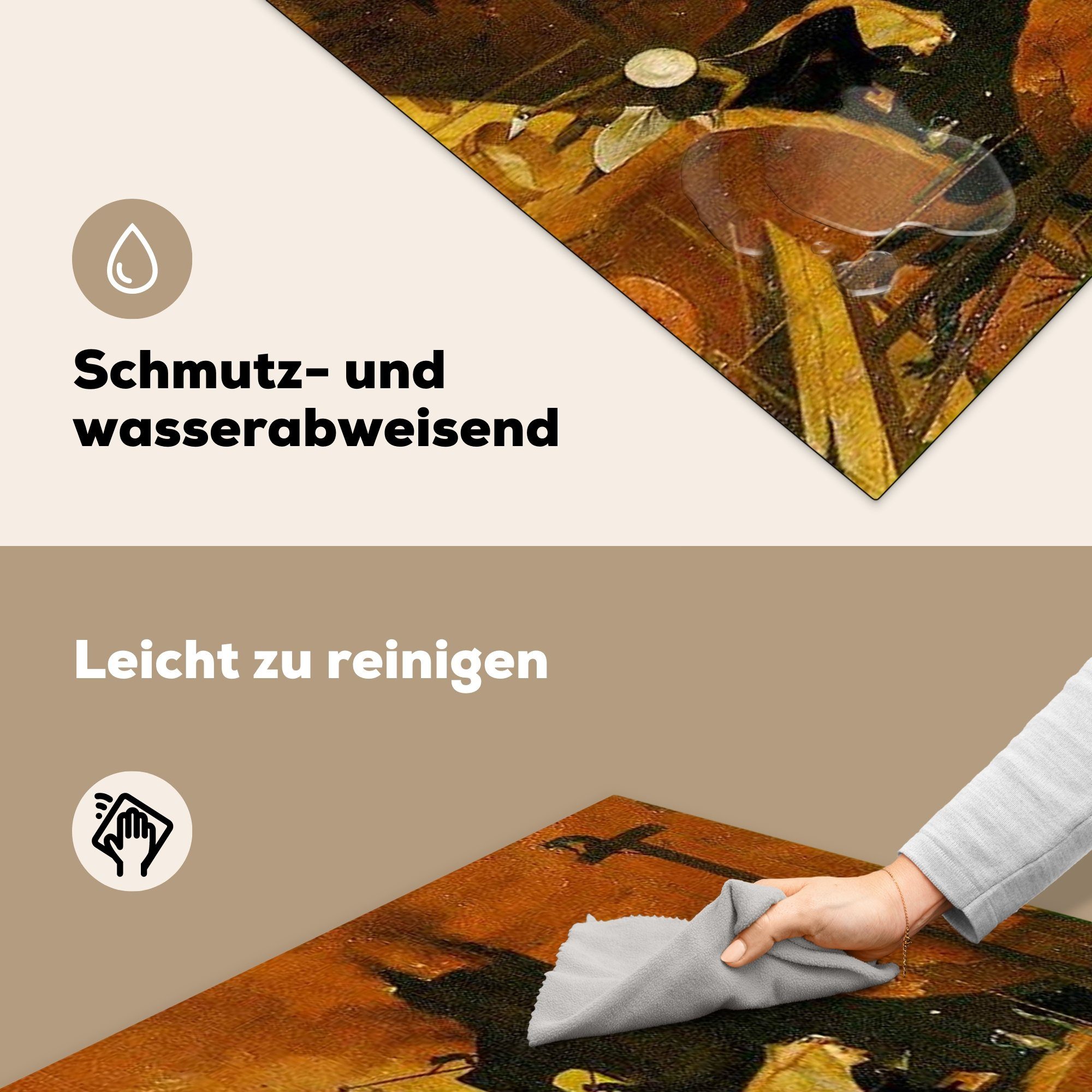 (1 Triptychons tlg), - für des Heuwaage Hieronymus Flügel MuchoWow 78x78 cm, Arbeitsplatte Vinyl, rechter von küche Herdblende-/Abdeckplatte Gemälde Bosch, Ceranfeldabdeckung,