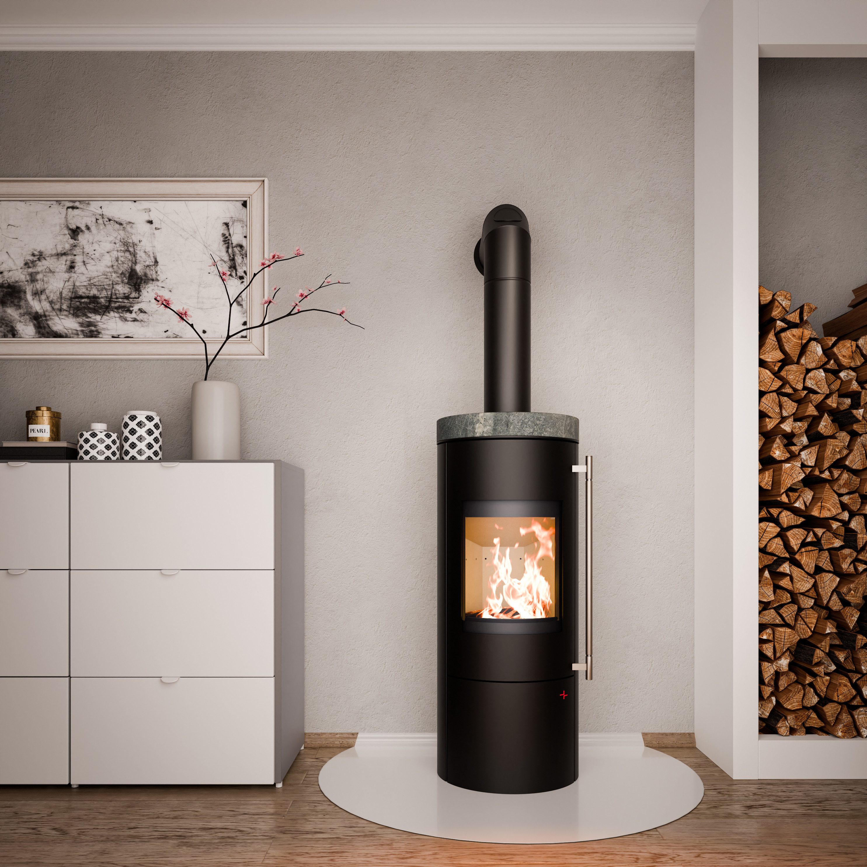 Haas + Sohn Kaminofen LURE, tief-schwarz, Zeitbrand