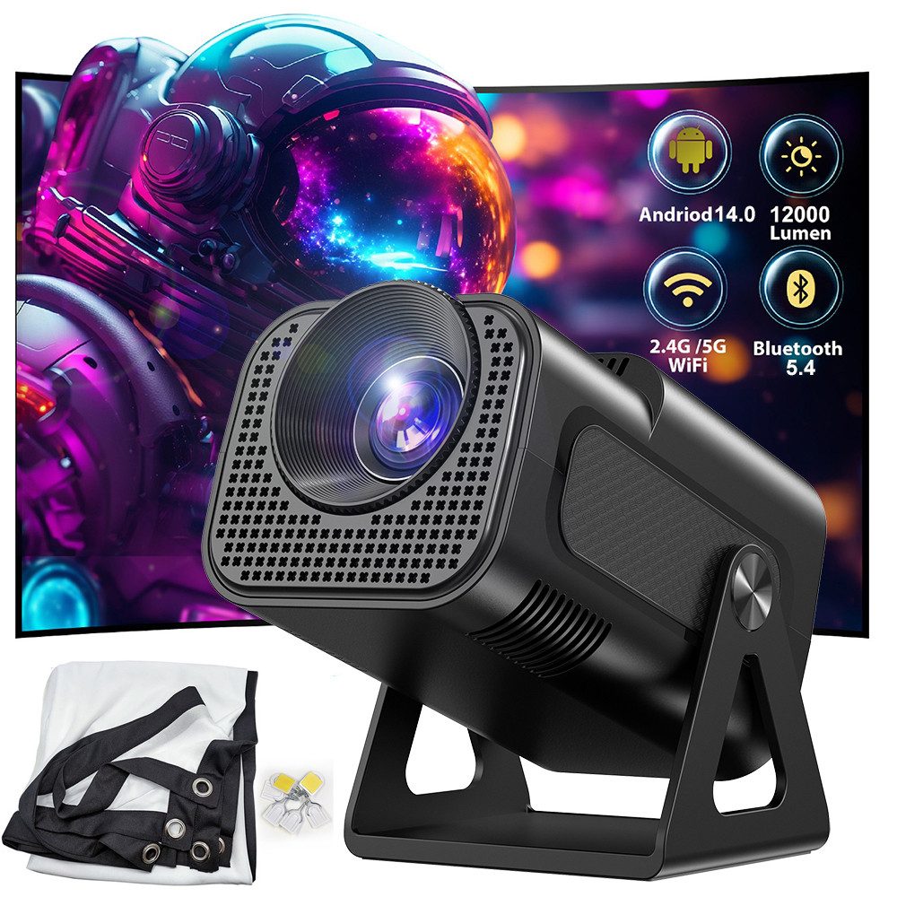 XGODY Android 14 Smart Projektor 2026 Upgrade 8K-Dekodierung LCD-Beamer (12000 lm, 10000:1, 3840 x 2160 px, H726-Chip, Auto Keystone Correction, 180° Drehbar, BT 5.4, WiFi 6)