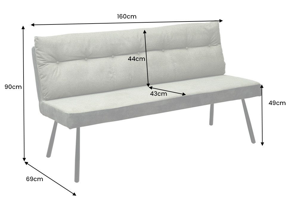 riess-ambiente Sitzbank BIG GEORGE 160cm grün - Samt, Strukturstoff, Metall-Beine, Rundumbezug (Einzelartikel, 1-St), mit Taschenfederkern & Rückenlehne – ideal für Esszimmer oder Küche