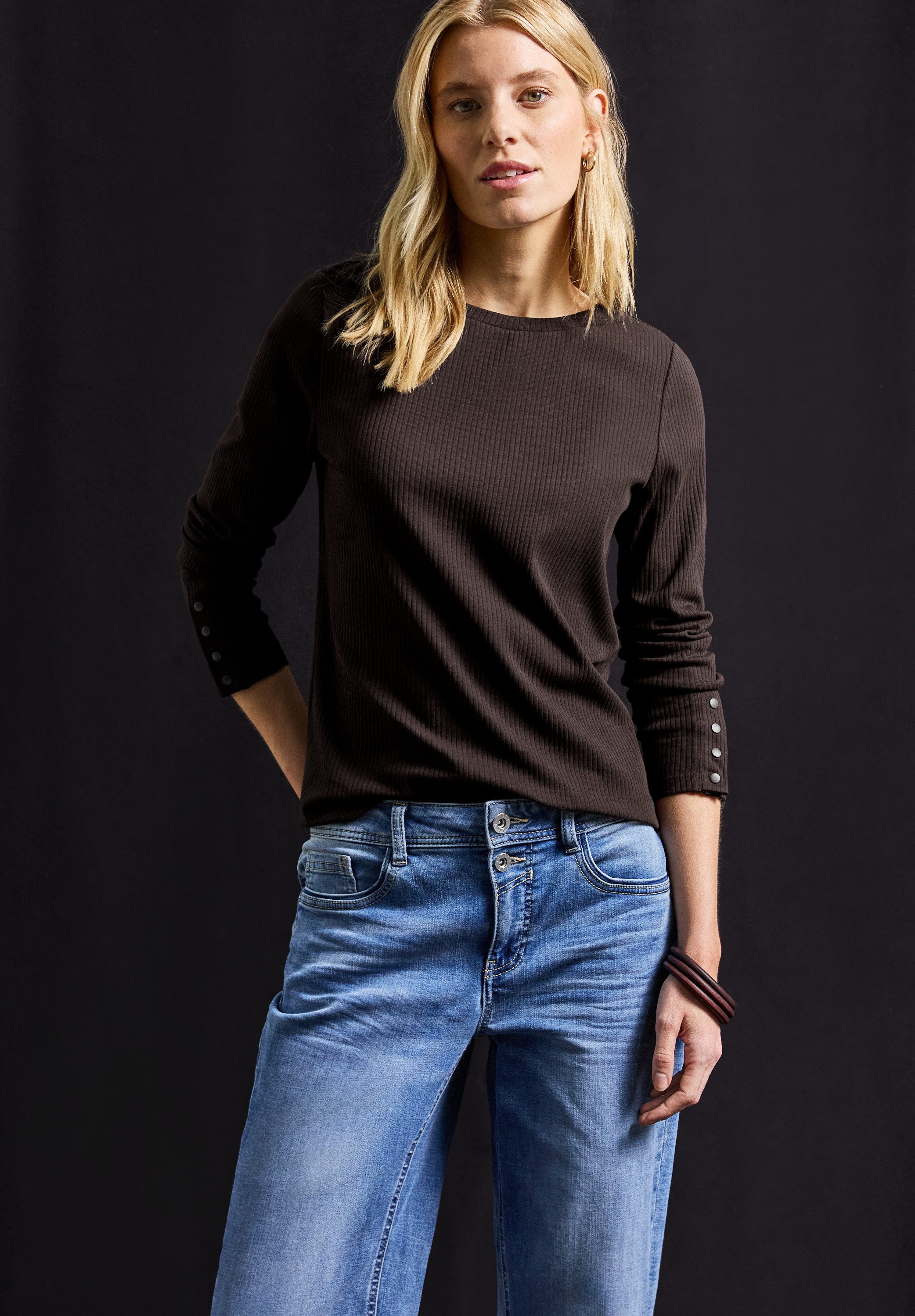 STREET ONE Langarmshirt mit Rippstruktur und günstig online kaufen