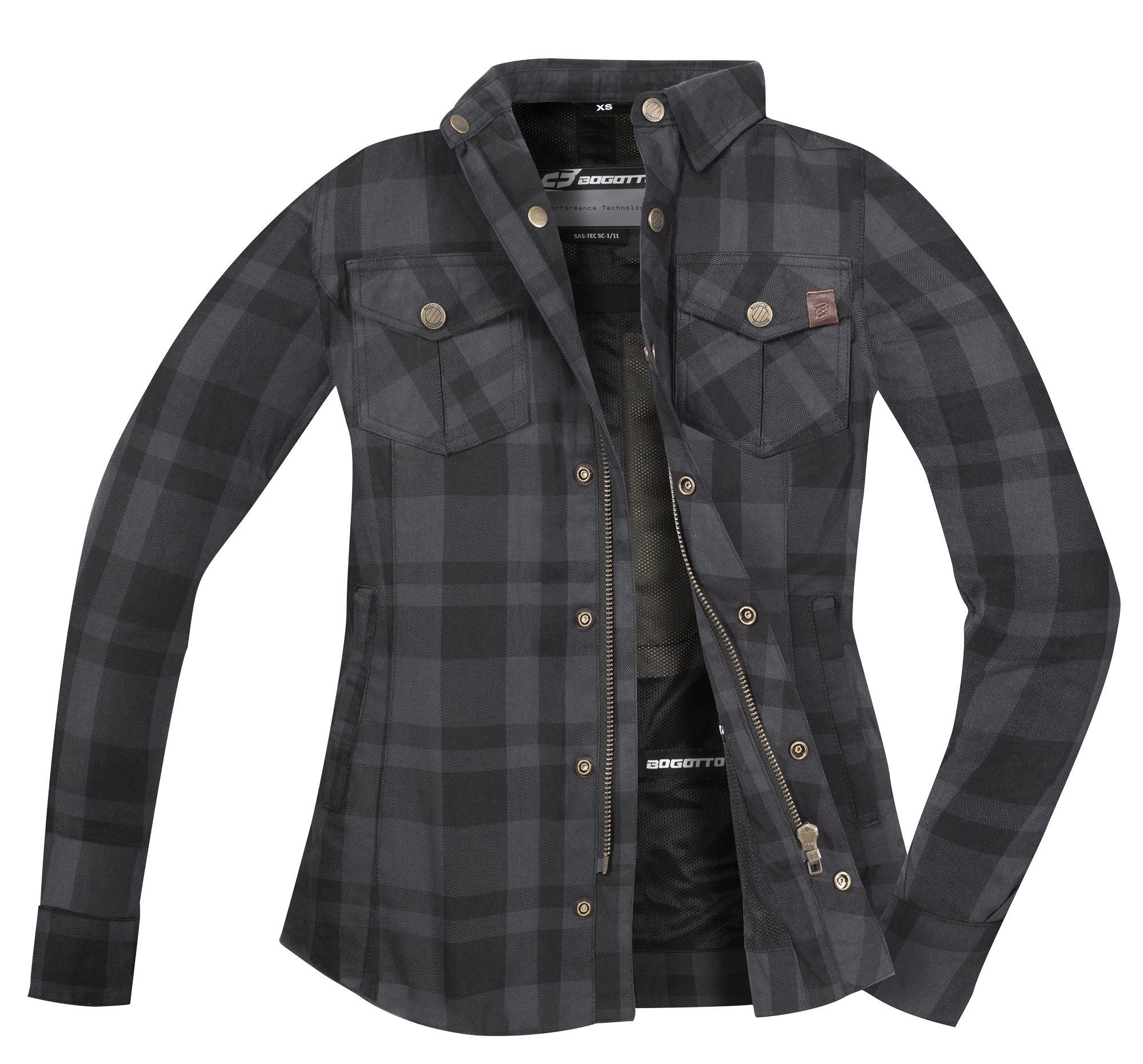 Bogotto Motorradjacke Forgewood Damen Motorrad Hemd protektoren weitenverstellbar – Bild 4 von 4