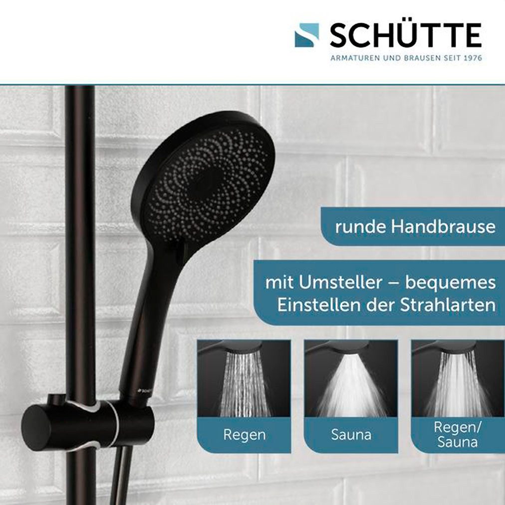 Schütte Brausegarnitur RAVEN, Höhe 70 cm, 3 Strahlart(en), Regendusche, mit Schlauch und Halterung, Wellness-Duschkopf