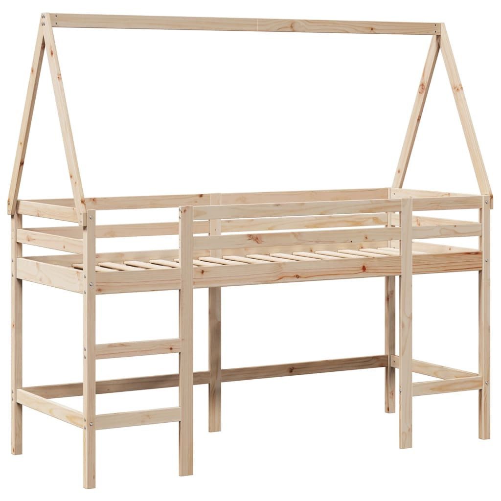 vidaXL Bett Hochbett mit Leiter und Dach 80x200 cm Massivholz Kiefer