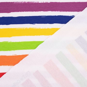 SCHÖNER LEBEN. Stoff French Terry Sommersweat Meterware Rainbow Stripe Streifen Regenbogenf, allergikergeeignet