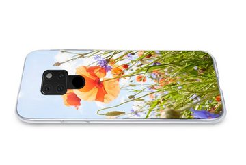 MuchoWow Handyhülle Blumen - Mohn - Frühling - Natur - Rot - Blau, Handyhülle Huawei P40 Lite, Handy Case, Silikon, Bumper Case