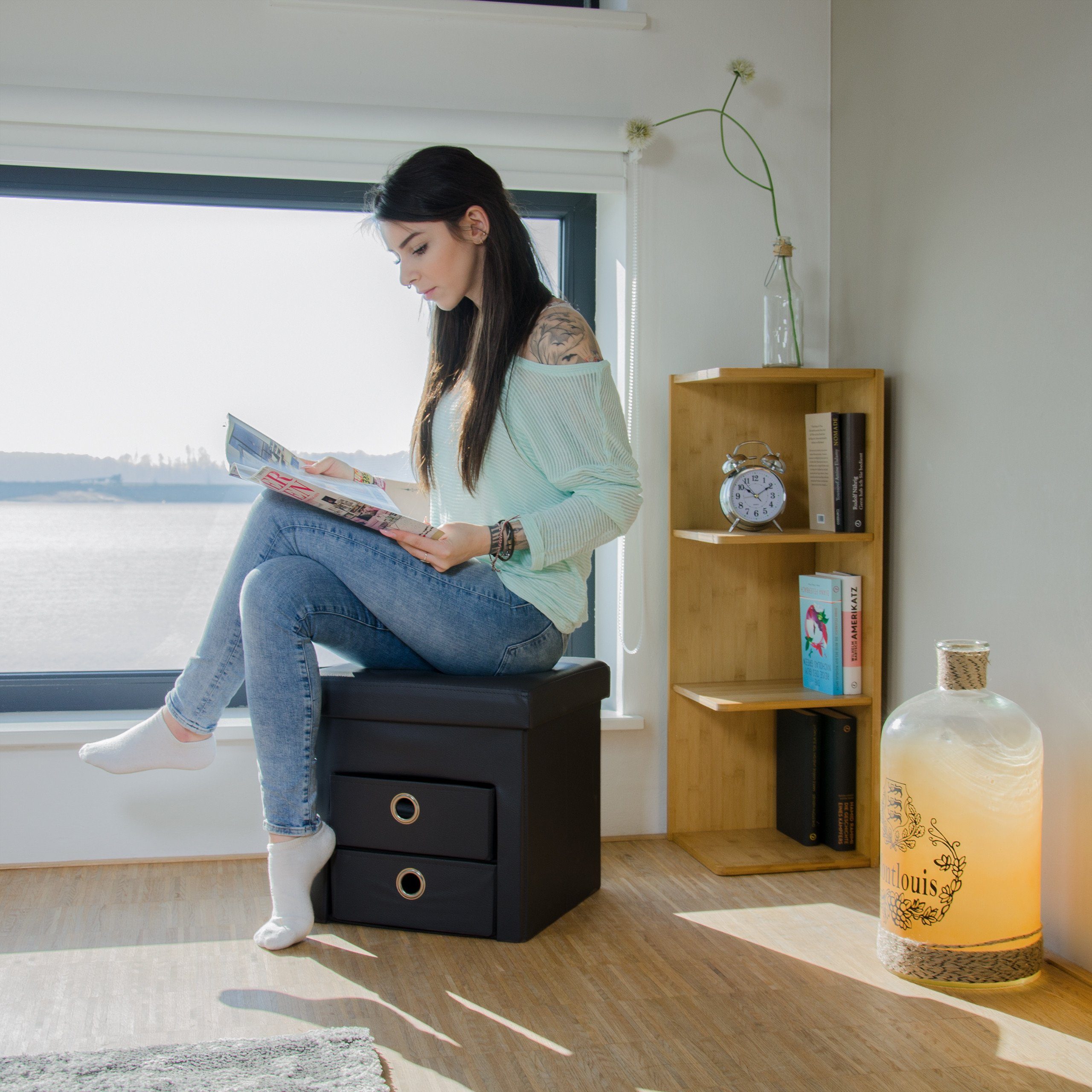 relaxdays Sitzhocker aus Kunstleder mit 2 günstig online kaufen