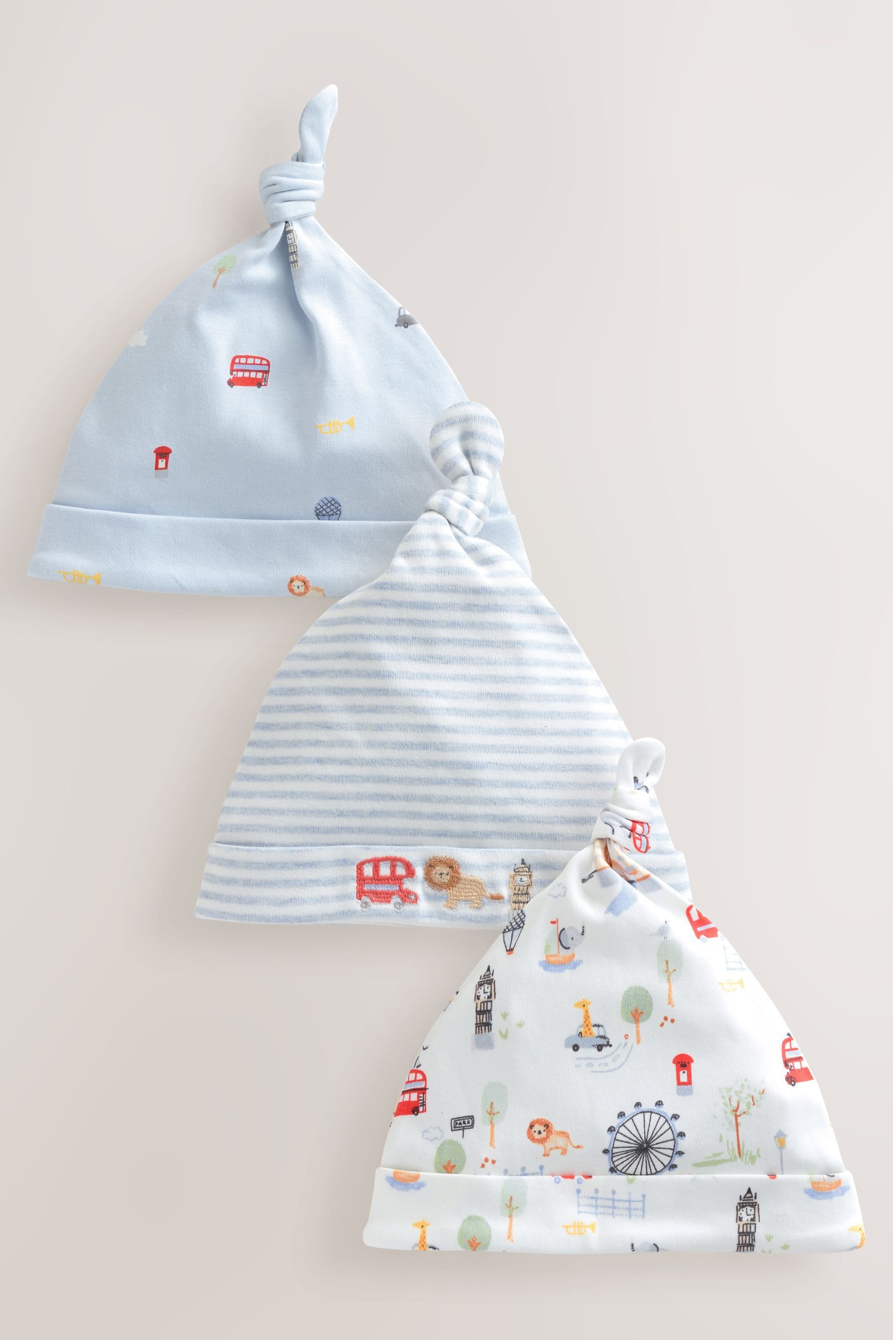 Next Erstlingsmütze Baby London Knotenmützen, 3er-Pack (3-St)