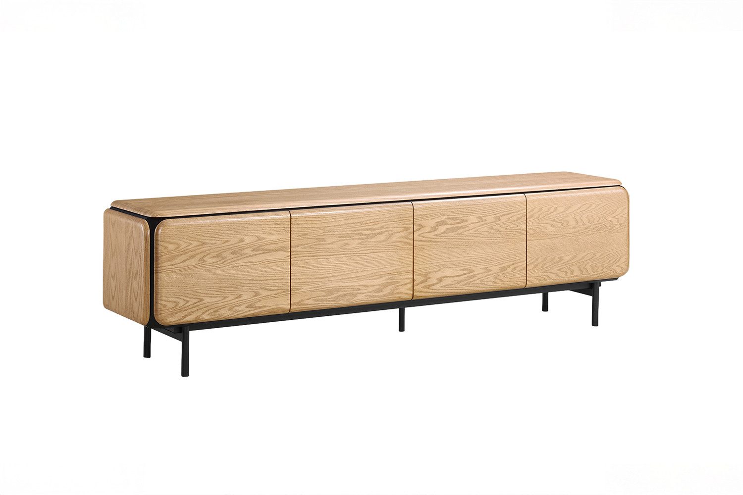 KAWOLA Lowboard AVRIL modernes TV-Board, viel Stauraum, 4 Türen Eiche braun, TV-Kommode stehend