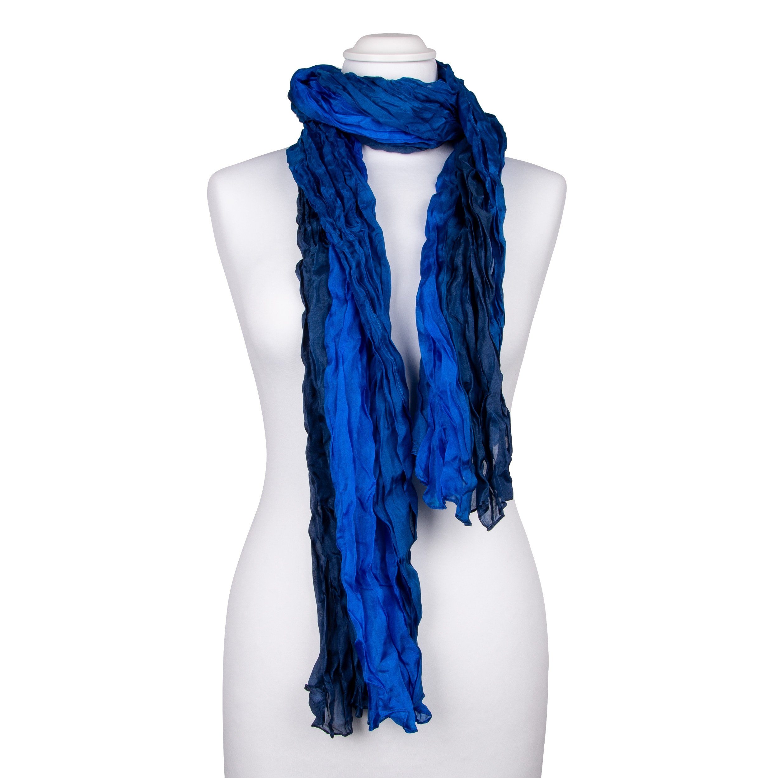 Silkroad Seidenschal Knitterschal Halstuch Schal XXL Farbverlauf Blau