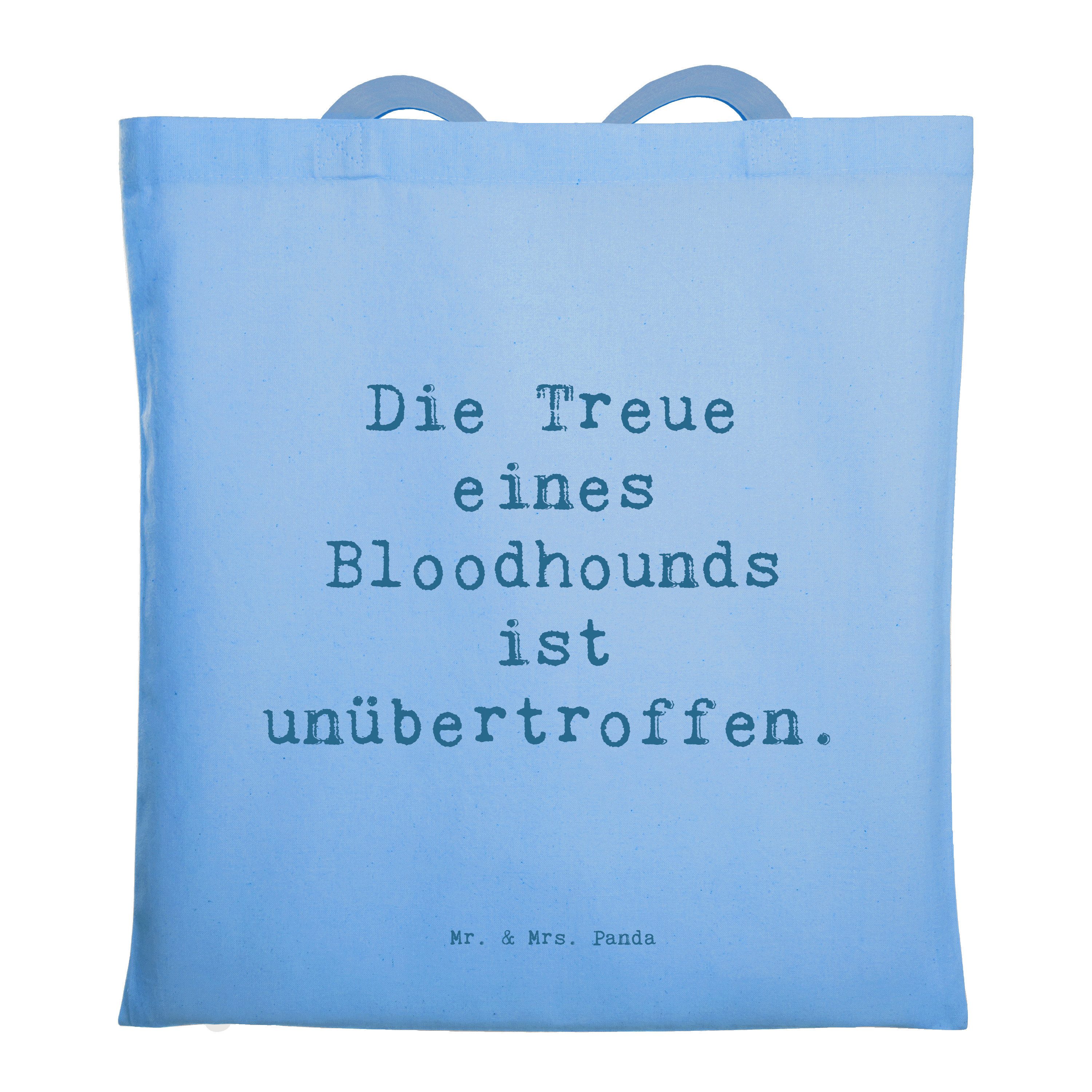Mr. & Mrs. Panda Tragetasche Spruch Bloodhound Treue - Sky Blue - Geschenk, aufrichtiger Charakter (1-tlg), Design-Highlight