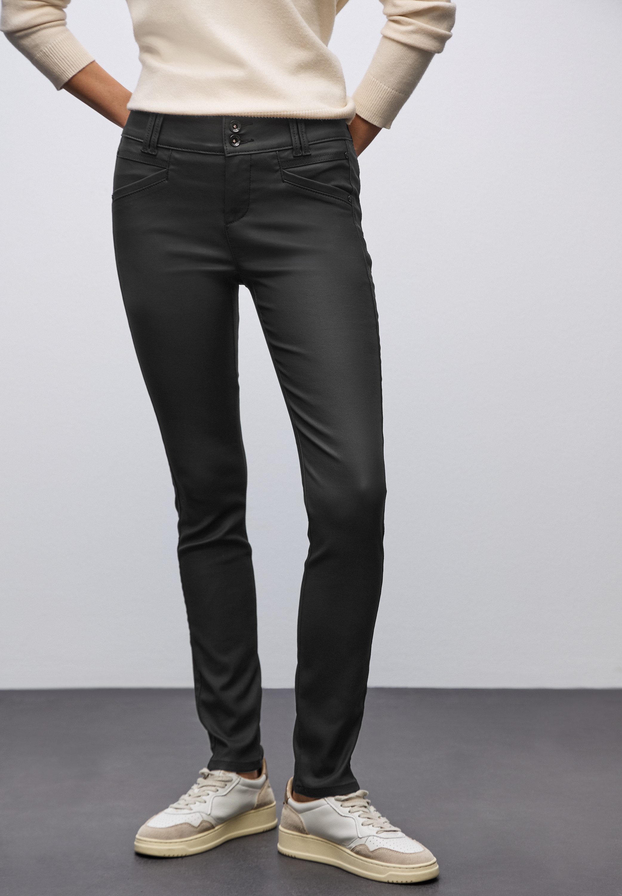 STREET ONE Lederimitathose mit Coating
