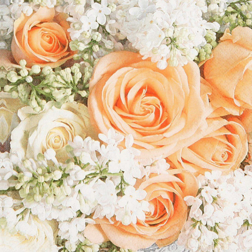 HOME FASHION Papierserviette 20 Servietten Roses and Lilac - Rosen in weiß und orange 33x33cm, (20 St)
