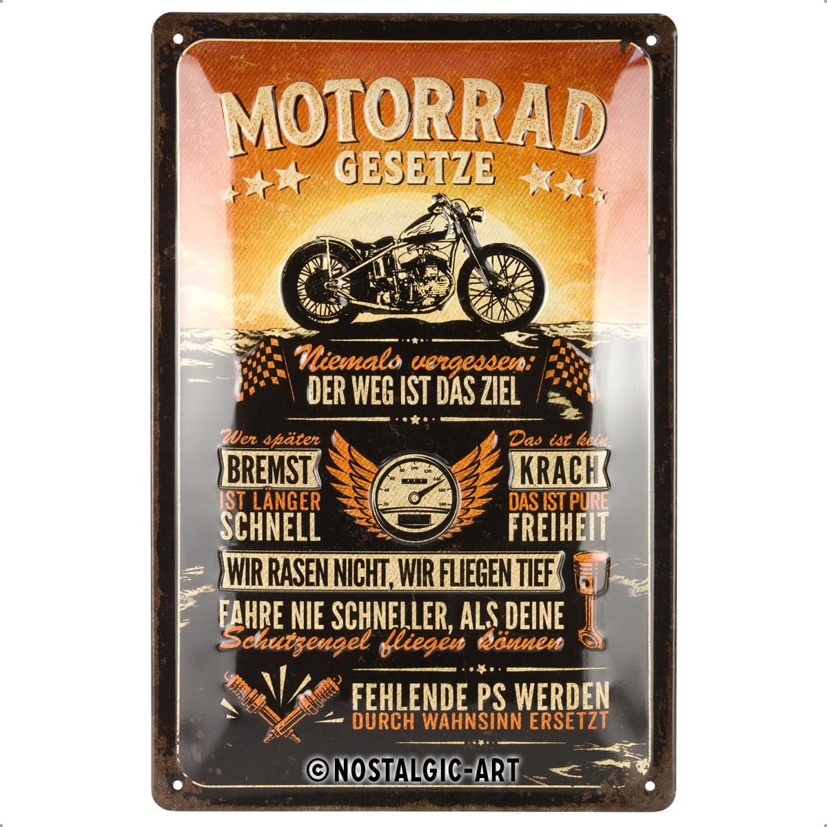 Nostalgic-Art Metallschild Blechschild 20 x 30cm - Motorrad-Gesetze