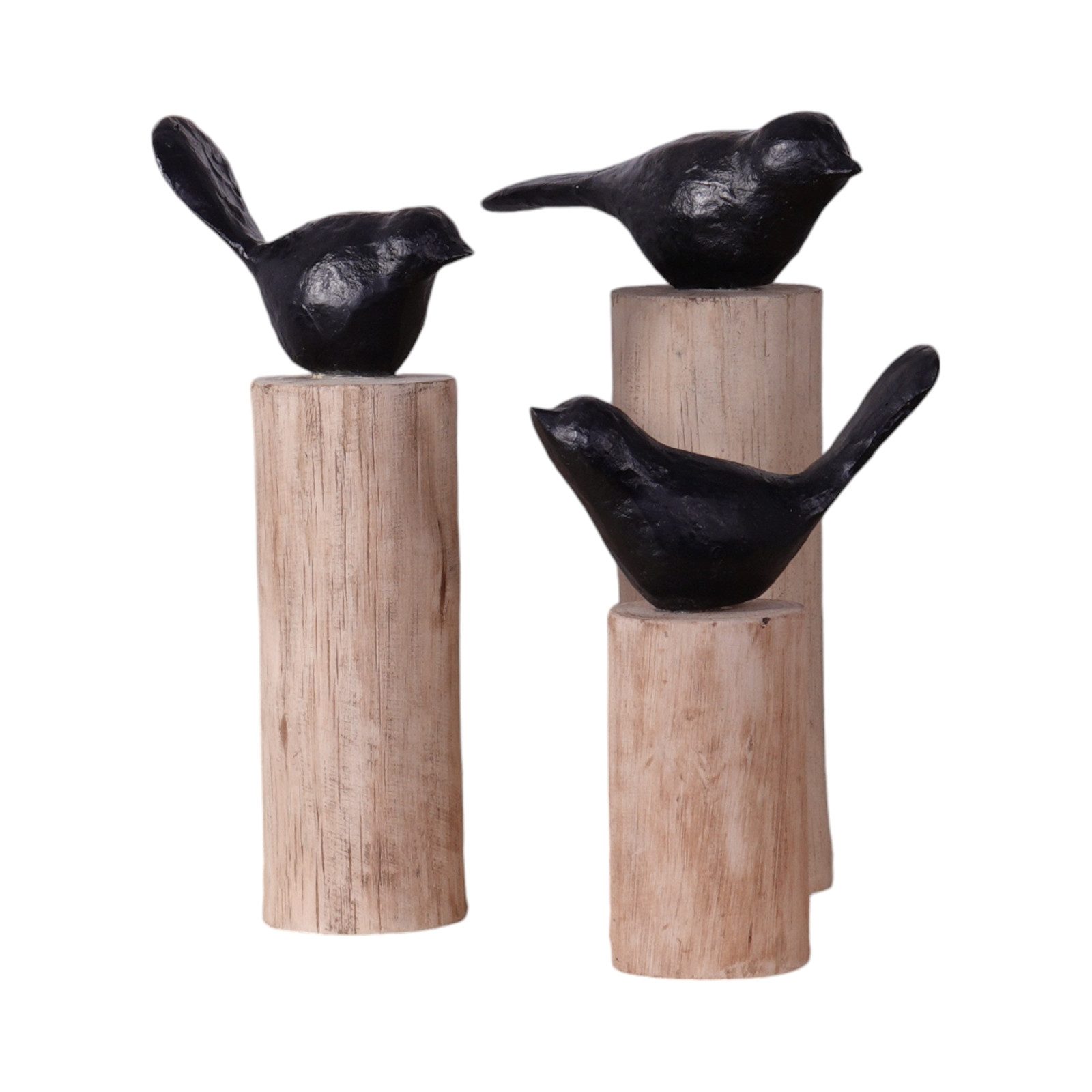CREEDWOOD Skulptur VOGEL SKULPTUR "BIRDY 3er Set", Vogel auf Holzstamm