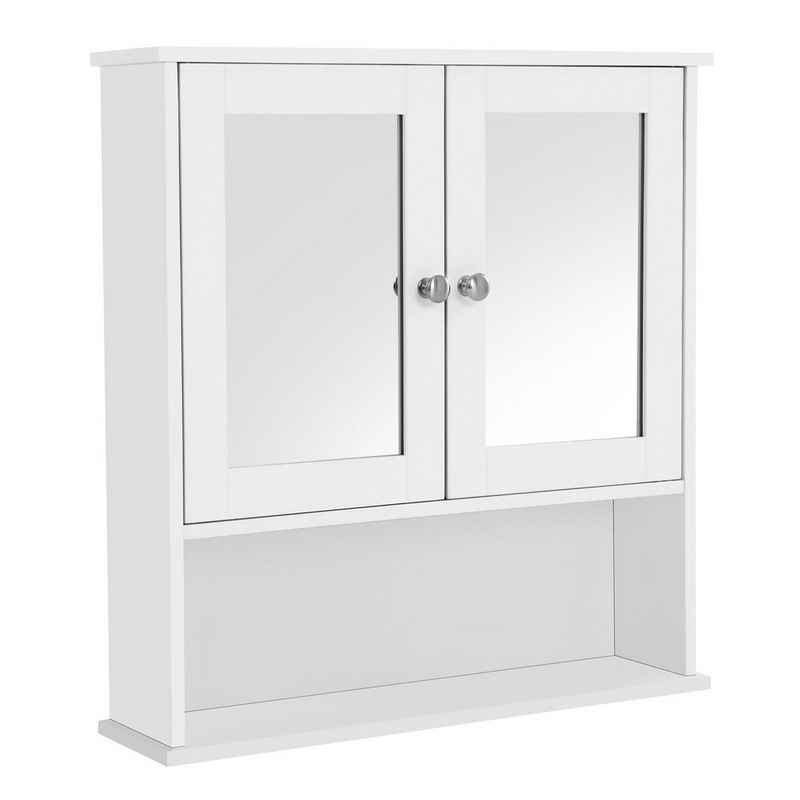 VASAGLE Spiegelschrank 2 Spiegeltüren und Ablage, verstellbare Regalebene