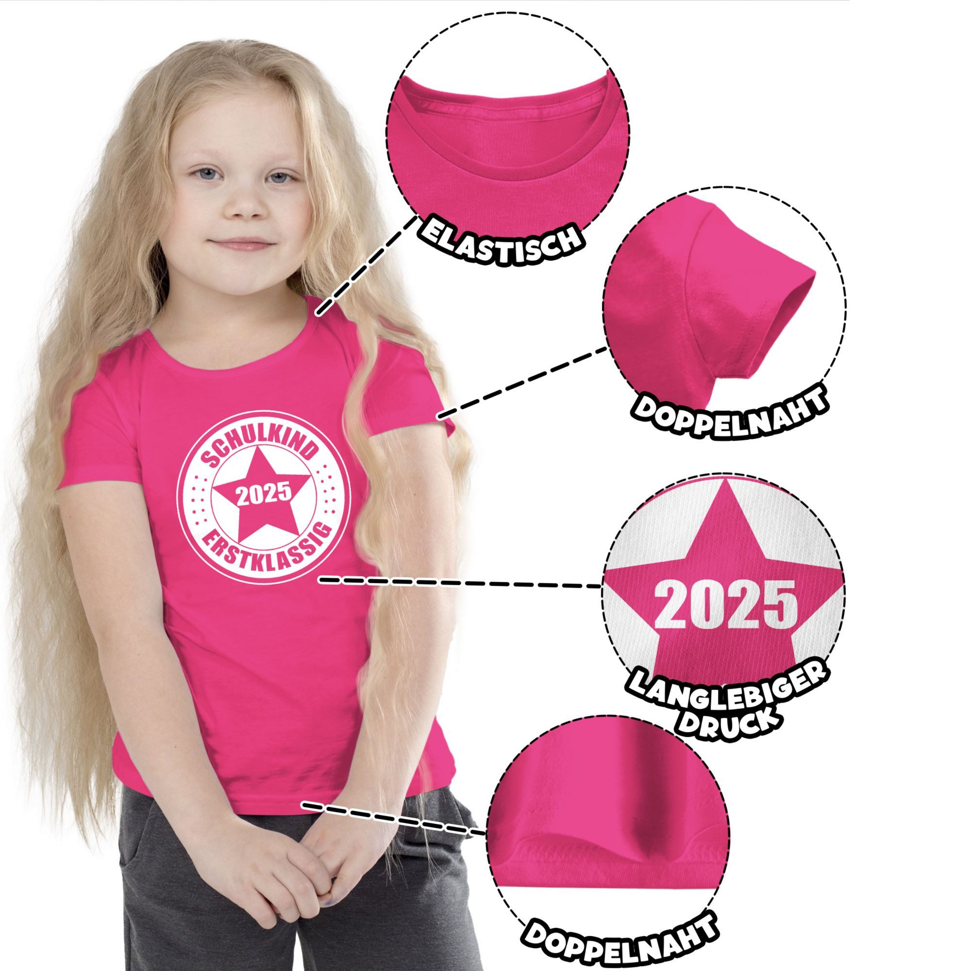 Shirtracer T-Shirt Schulkind 2025 Erstklassig Geschenk Einschulung Geschenke Schulanfang Einschulung Mädchen