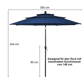 COSTWAY Sonnenschirm, LxB: 300,00x300,00 cm, mit Kurbel, aus Alu, neigbar