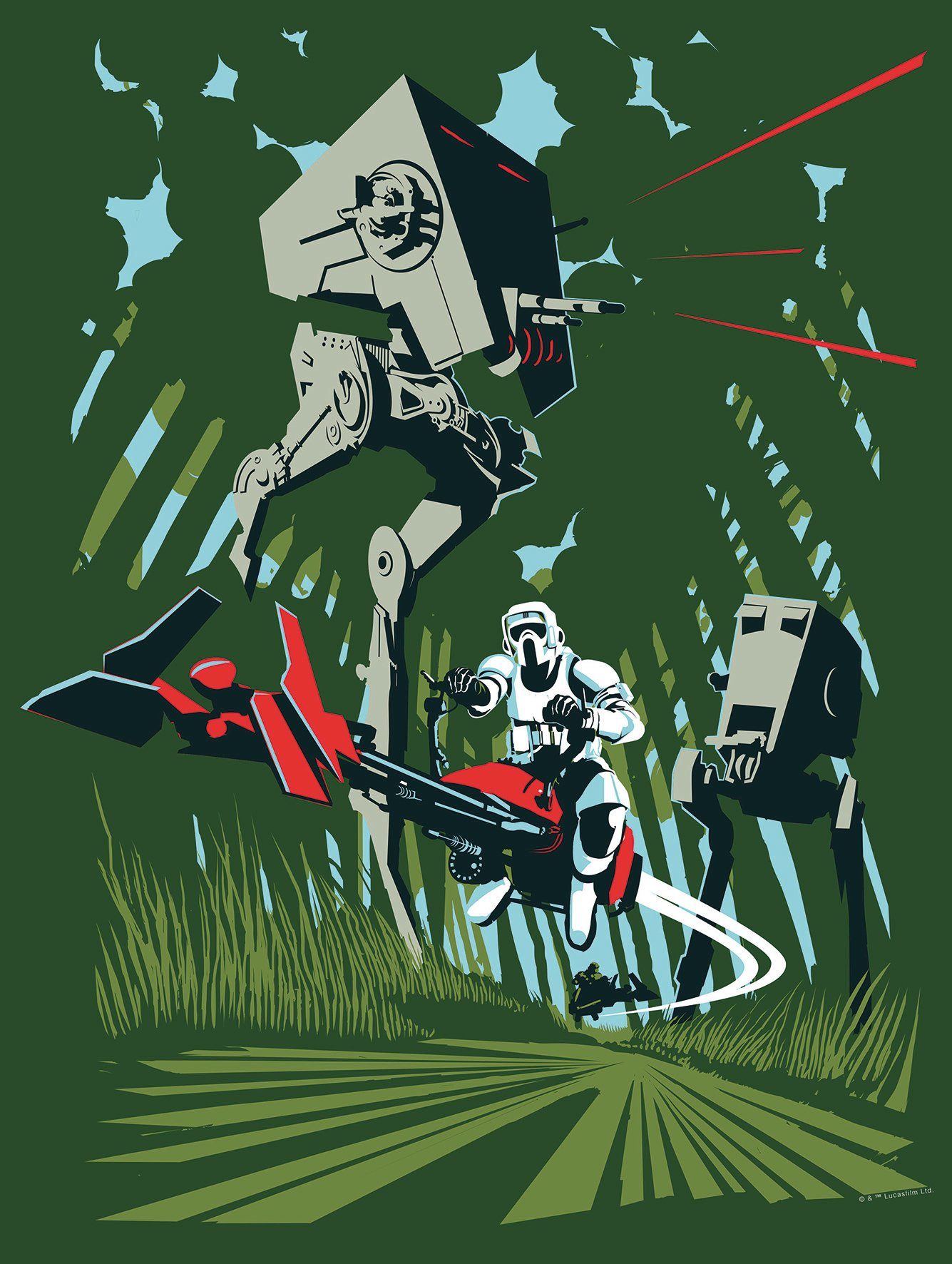 Komar Bild Star Wars Classic Vector Endor, Star Wars (1 St), Wandbild zur Dekoration im Kinderzimmer - ohne Rahmen