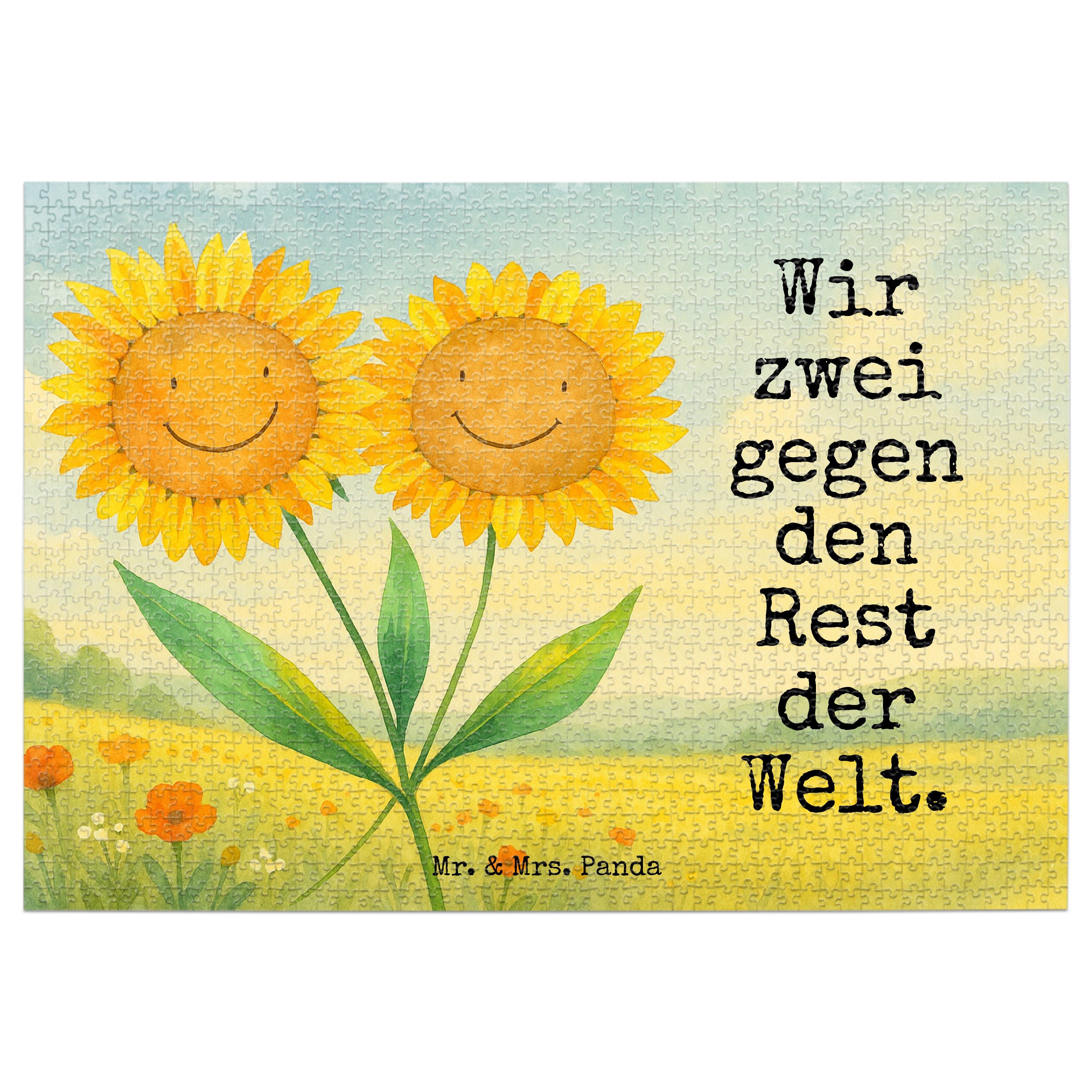 Mr. & Mrs. Panda Puzzle Blume Sonnenblume Design, Puzzle 1500 Teile, Weiß, Garten, Beste Freu, 1500 Puzzleteile, 1000 Teile Puzzle Vertrauen Freundin