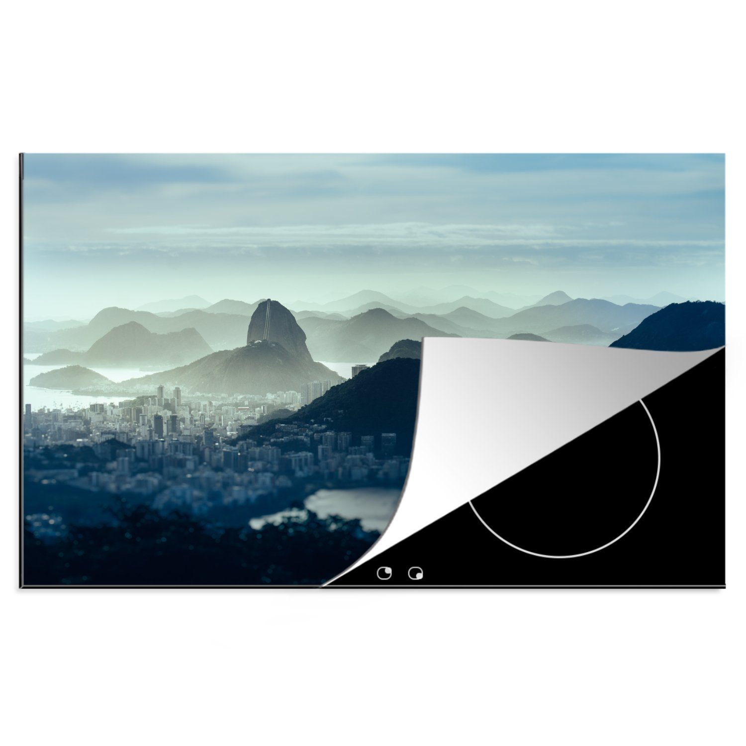 Janeiro Vinyl, küche, (1 Herdblende-/Abdeckplatte Induktionskochfeld Rio - Schutz MuchoWow 81x52 cm, tlg), Berge, Ceranfeldabdeckung - für die Brasilien de