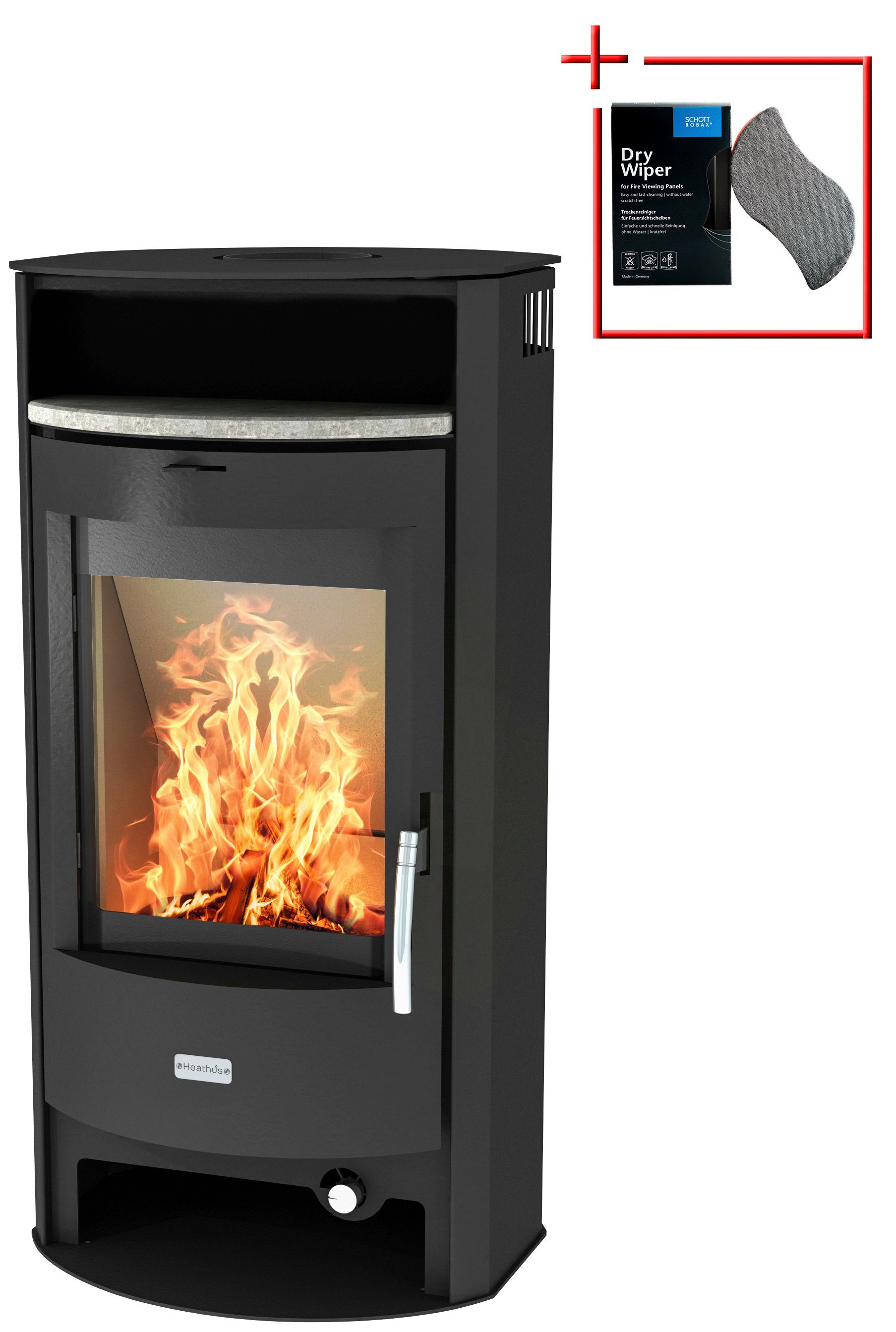 Heathus Kaminofen Parma, 6,0 kW, Dauerbrand, mit Holzfach und Natursteinteefach