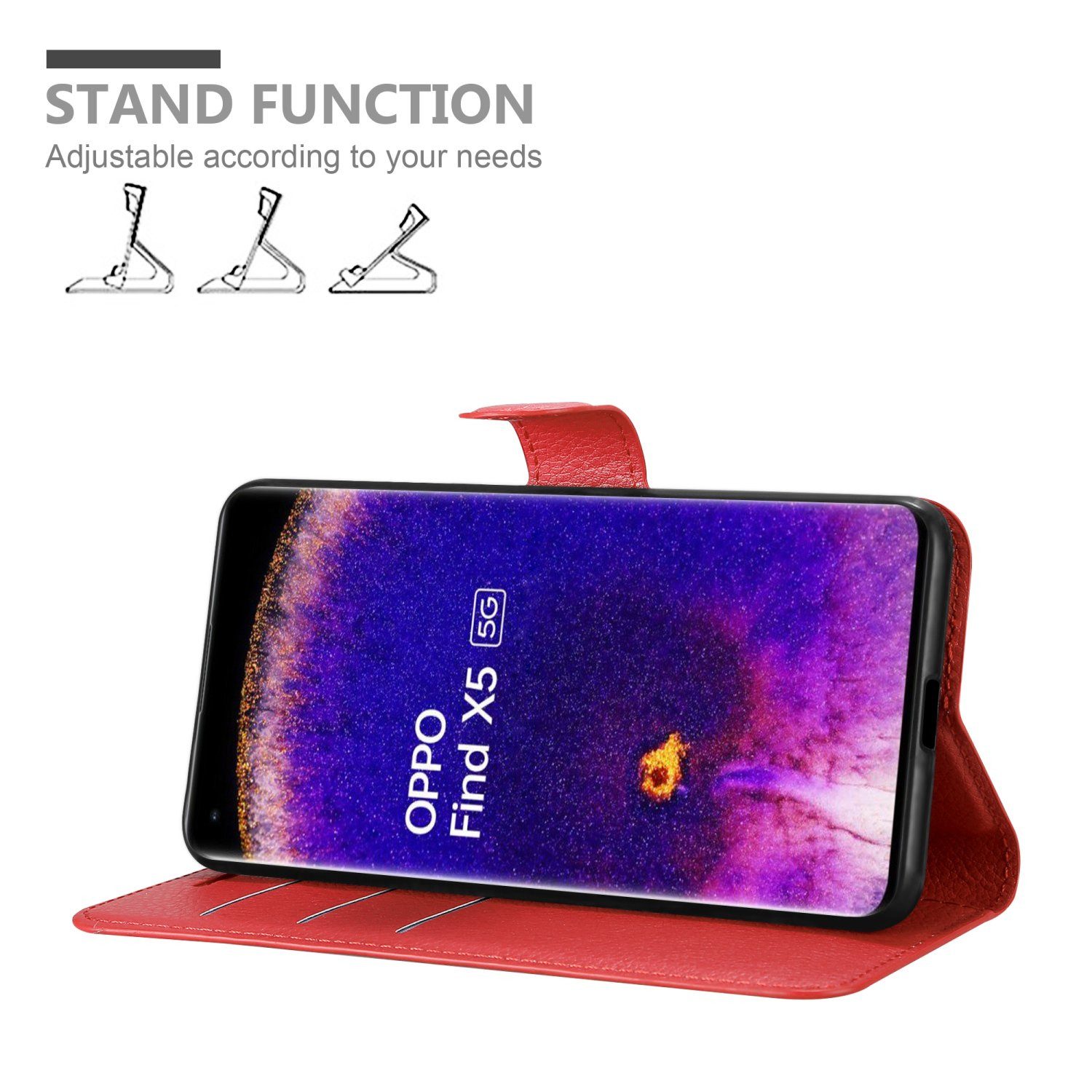 Cadorabo Handyhülle für Oppo FIND X5 Hülle Oppo FIND X5, Hülle Schutzhülle mit Standfunktion, Kartenfach und Magnetverschluss