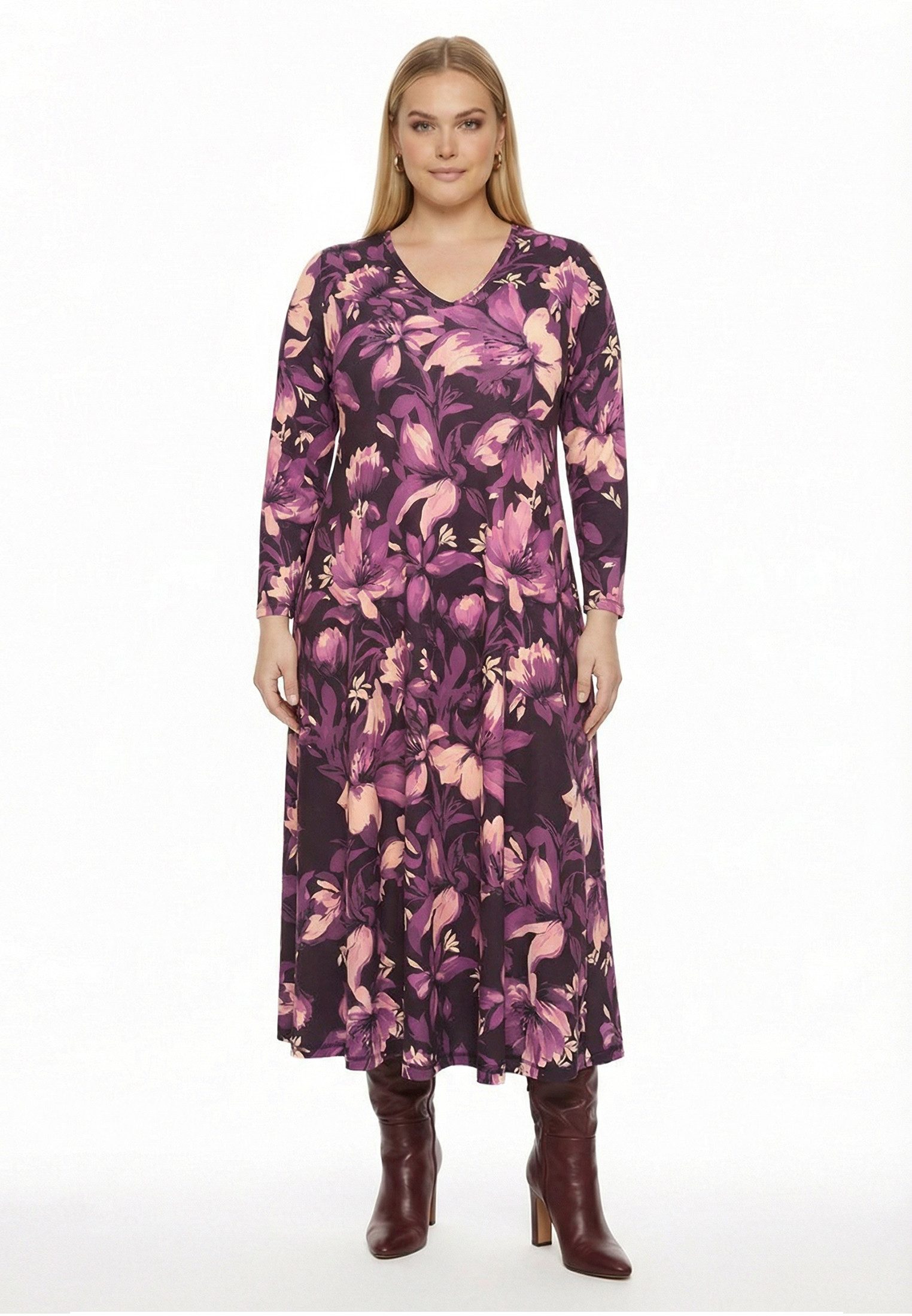 YOEK A-Linien-Kleid Damen Kleid mit Langarm mit langen Ärmeln