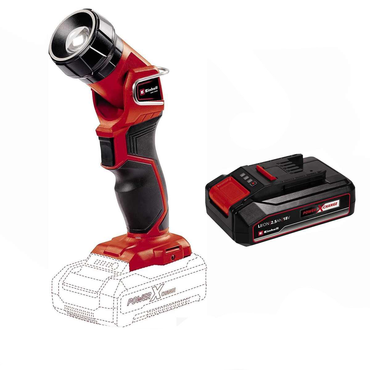 Einhell LED Taschenlampe Akku-Lampe TC-CL 18 Li H- + Akku 2.5 Ah 18V, 280 lm, ohne Ladegerät