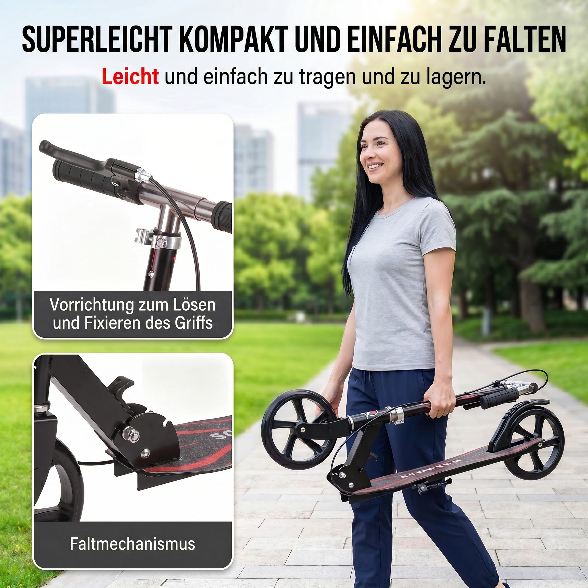 oyajia Cityroller Tretroller Kickroller Cityroller Kinderroller Erwachsene Scooter, (klappbar&höhenverstellbar Scooter 20CM Räder)