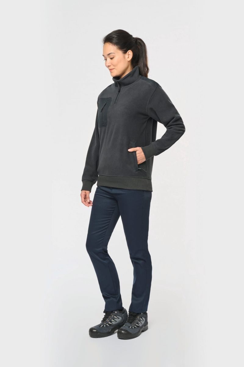 WK. Designed To Work Sweatshirt Umweltfreundlicher Fleecepullover mit Reißverschlusskragen