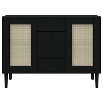 vidaXL Sideboard Sideboard SENJA Rattan-Optik Schwarz 112x40x80 cm Kiefernholz (1 St)