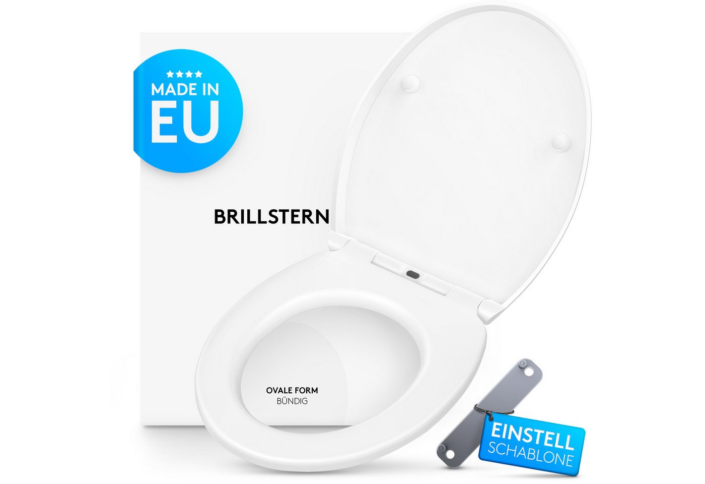BRILLSTERN WC-Sitz BRILLSTERN - Toilettendeckel Absenkautomatik abnehmbar 43,7 X 36,2 cm (inkl. Befestigungsmaterial), Absenkautomatik, zur Reinigung abnehmbar, Duroplast