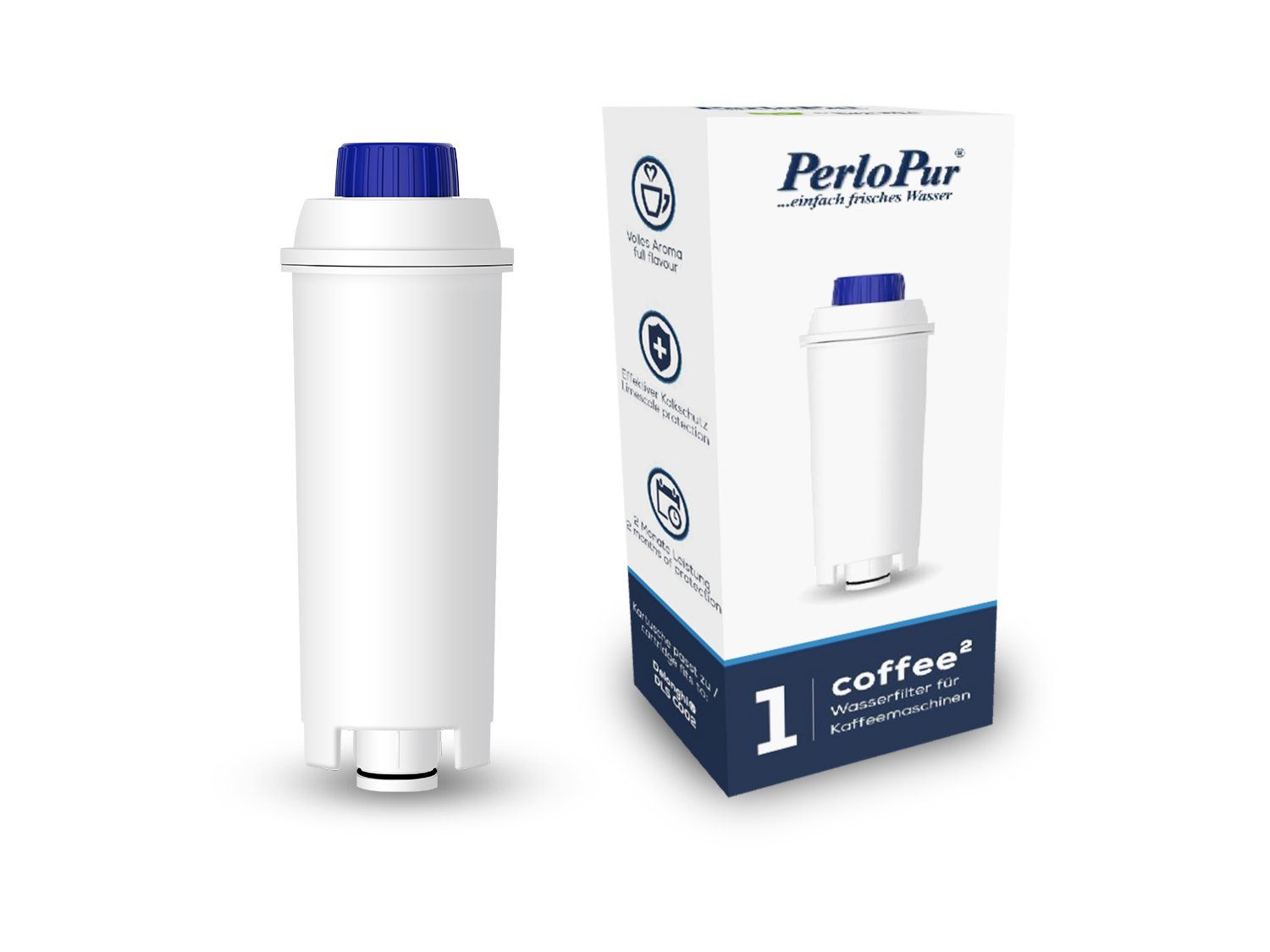 perlopur Wasserfilter Coffee² für DeLonghi Kaffeevollautomaten, Zubehör für Kaffeemaschinen der ECAM, ETAM sowie ESAM Serie (DLSC002) – Bild 3 von 3