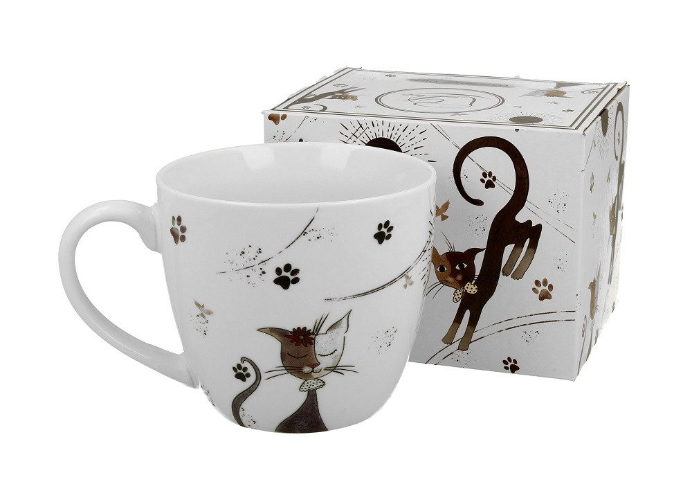 Duo-Gift Becher Porzellan, Jumbo, Tieren, Vogel, Blumen, Planzen, Tasse, Kollektion, 1-tlg., Porzellan ca. 460 Charmante Katzen, Ideal als Geschenk, Sammlung, Dekoration, Geschenke