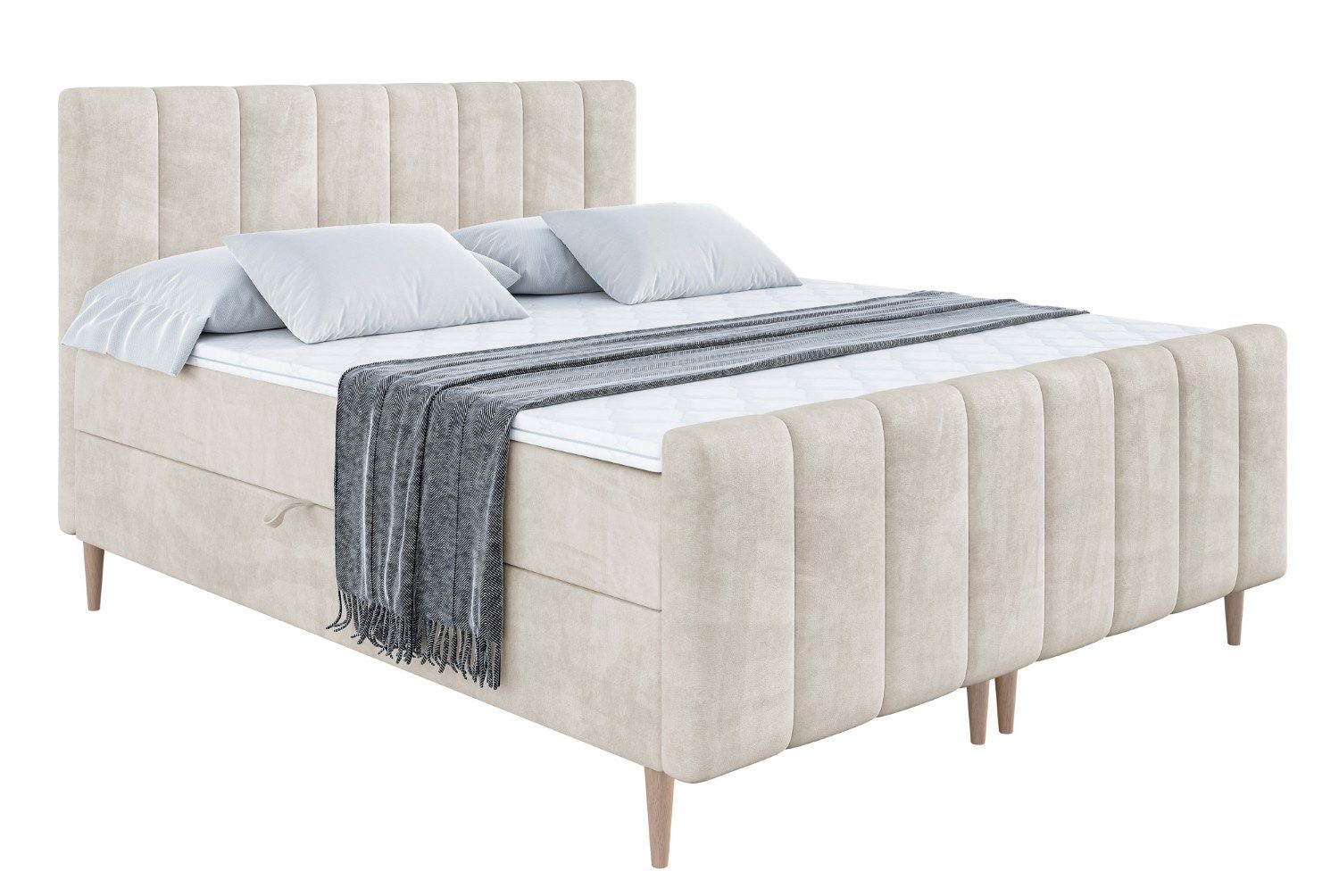 ALTDECOR Boxbett OTTA-F-Z (Multipocket-Matratze H4, H3 Matratze Bonellfederung, Topper, Kopfteil)