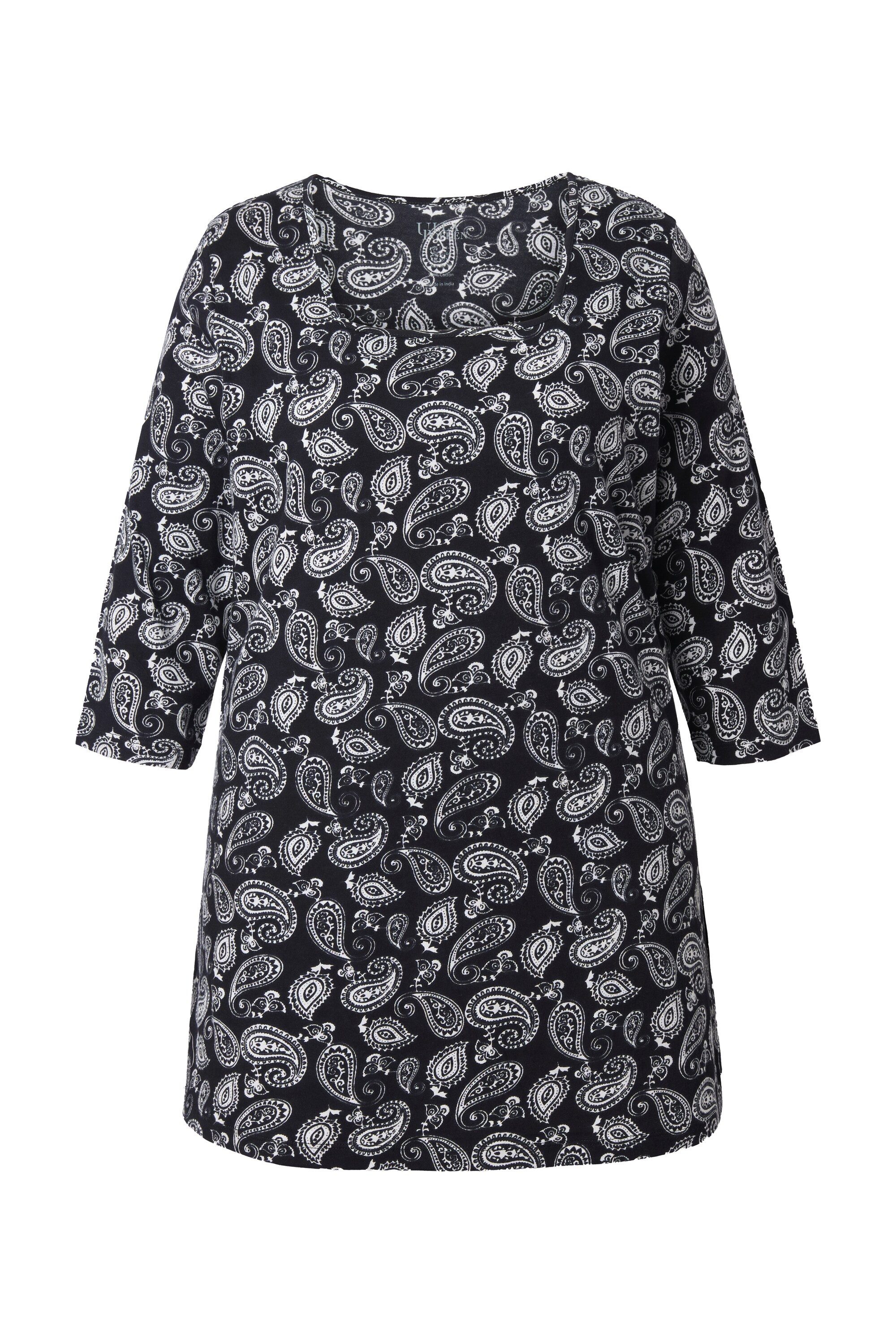Ulla Popken Longshirt Longshirt Paisley A-Linie Carré-Ausschnitt 3/4-Arm günstig online kaufen