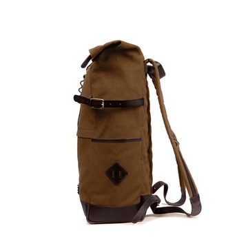 DRAKENSBERG Rucksack Roll-Top »Wyatt« Umbra-Braun, markanter Herren Cityrucksack aus Canvas und Leder mit 15" Laptopfach