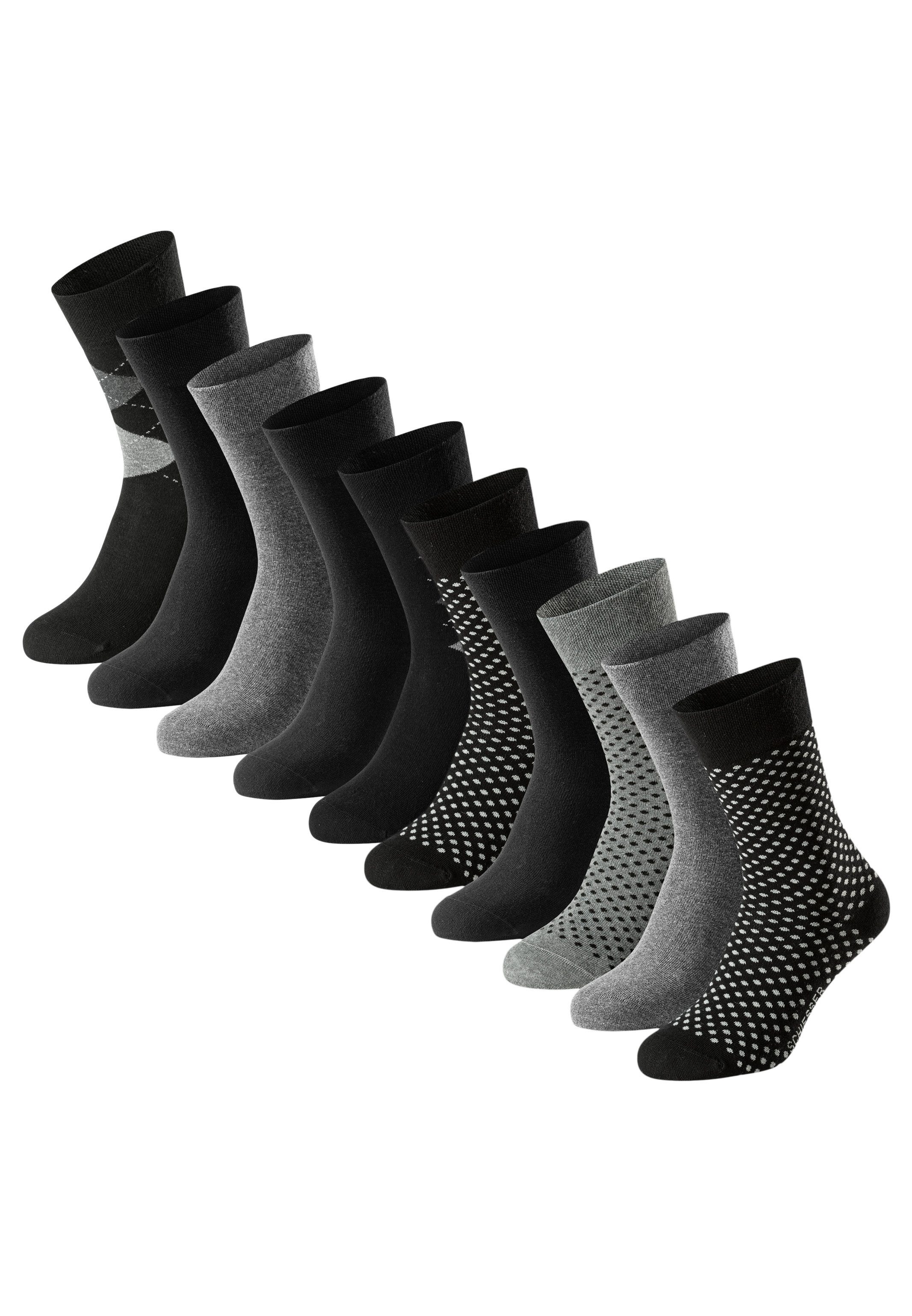 Schiesser Langsocken 10er Pack Bluebird (Spar-Set, 10-Paar) Socken - Baumwolle - Atmungsaktiv - Druckfreier, bequemer Bund