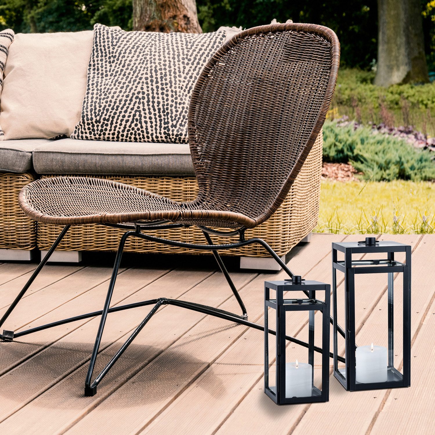 Marrakesch Orient & Mediterran Interior Kerzenlaterne Skandinavisches Design Balkon Windlicht Gartenlaterne Eirik Klein (1 St), Handarbeit