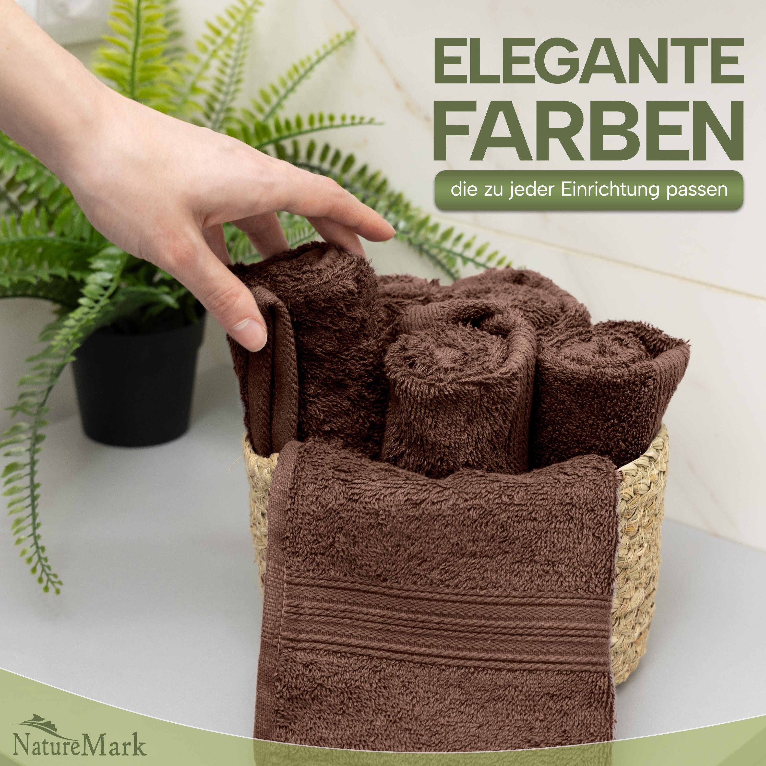 NatureMark Gästehandtuch Gästetuch 500gsm, 100% Baumwolle (12-St), Gästehandtuch Premium Qualität, 30x50cm, Schoko braun