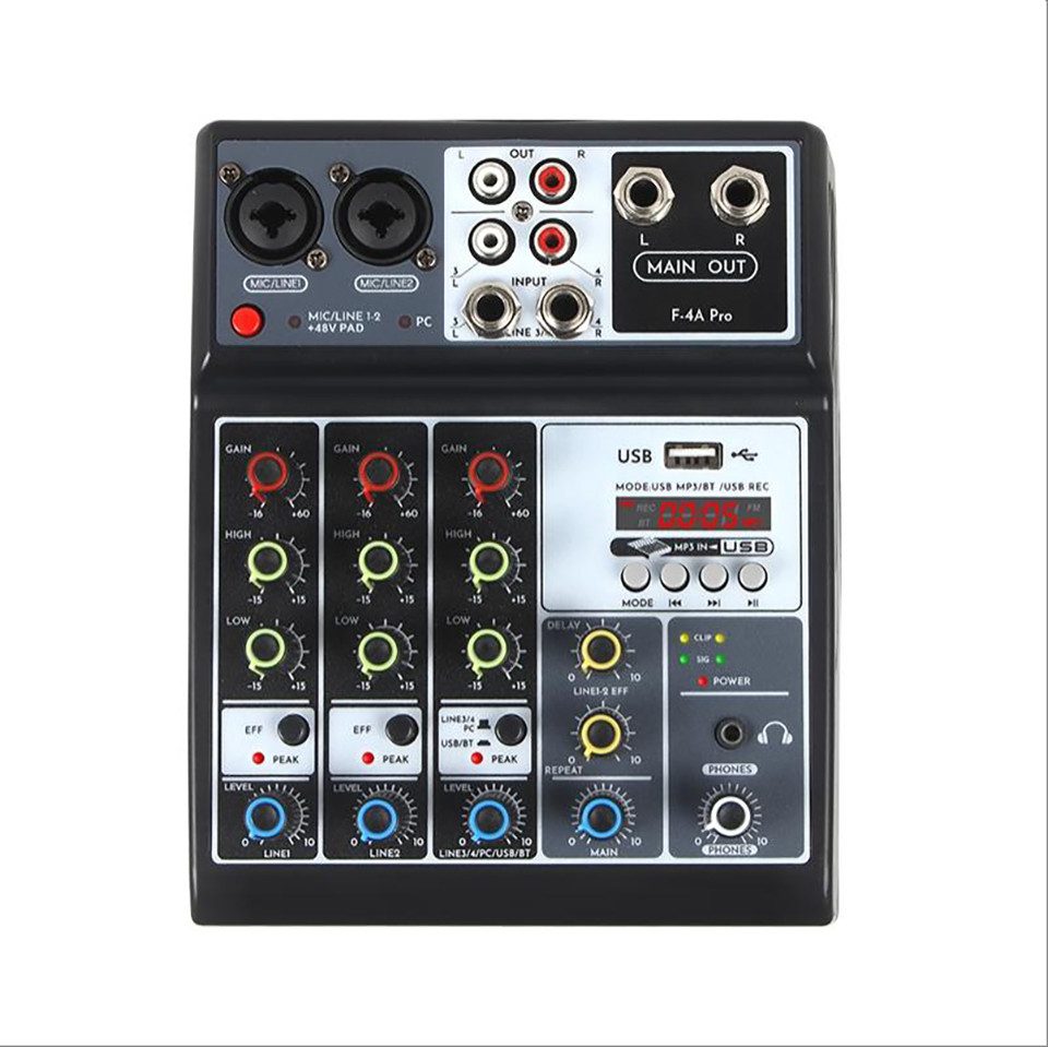 nsihing Mischpult Kompaktes Mischpult mit 5 Eingangskanäle, Analogmixer DJ Mixer, USB/Audio Interface
