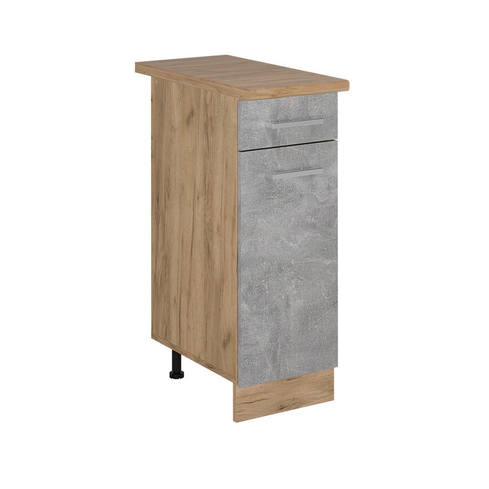 Vicco Unterschrank R-Line, Beton/Goldkraft Eiche, 30 cm, AP Eiche (1-St)