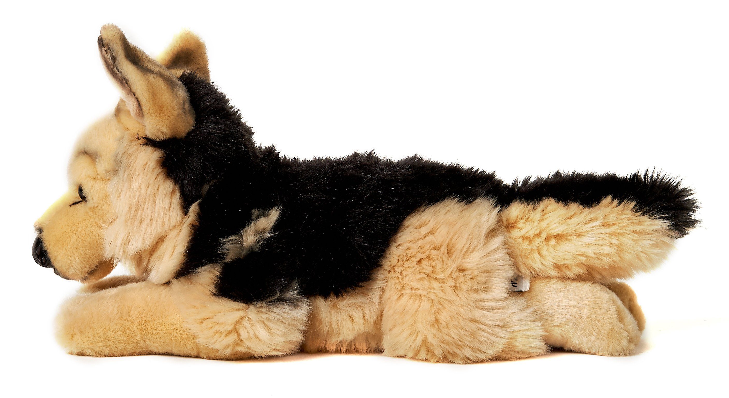 Uni-Toys Füllmaterial Plüsch-Hund, Deutscher 45 recyceltes zu cm Plüschtier, Schäferhund, Kuscheltier liegend - 100 - Länge %
