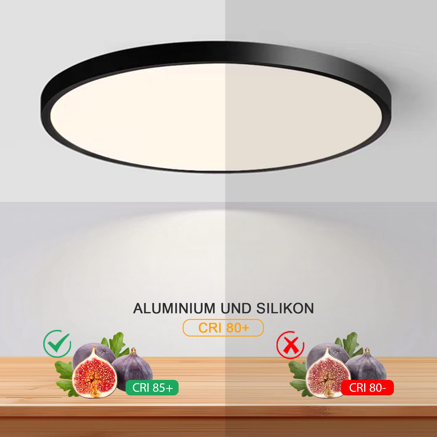 JDONG LED Deckenleuchte Flach Rund Ø23CM/30CM/40CM/50CM Deckenlampe, Rund Flach, 4000K Neutralweiß, Lamp für Wohnzimmer Schlafzimmer Küche Balkon Büro Flur – Bild 3 von 5