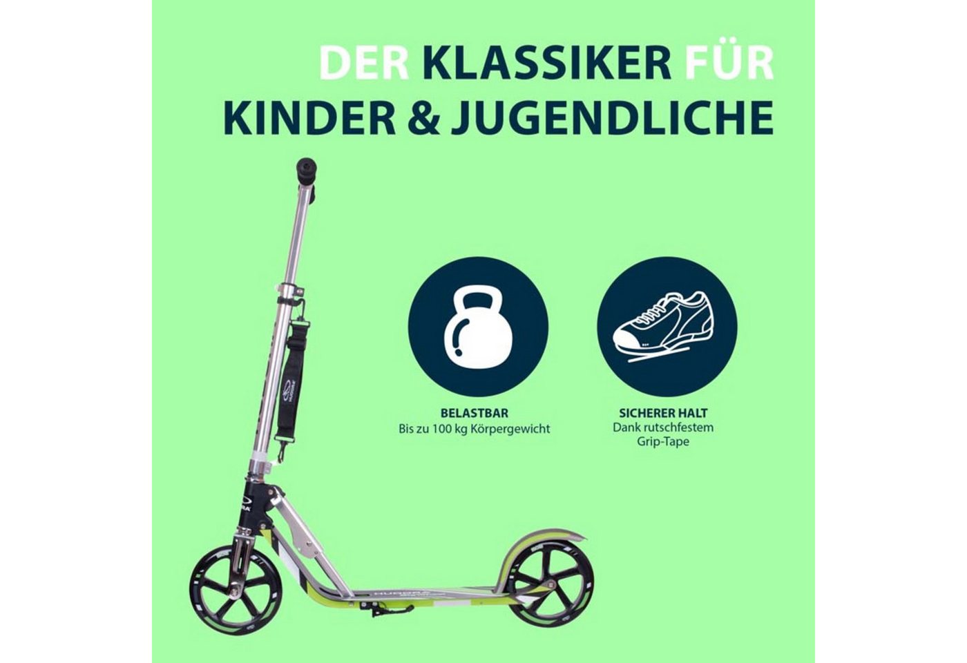 Thumbnail - Hudora Cityroller BigWheel® 205 Tretroller - Höhenverstellbar & zusammenklappbar, (Kinder- & Erwachsenenroller für bis z...