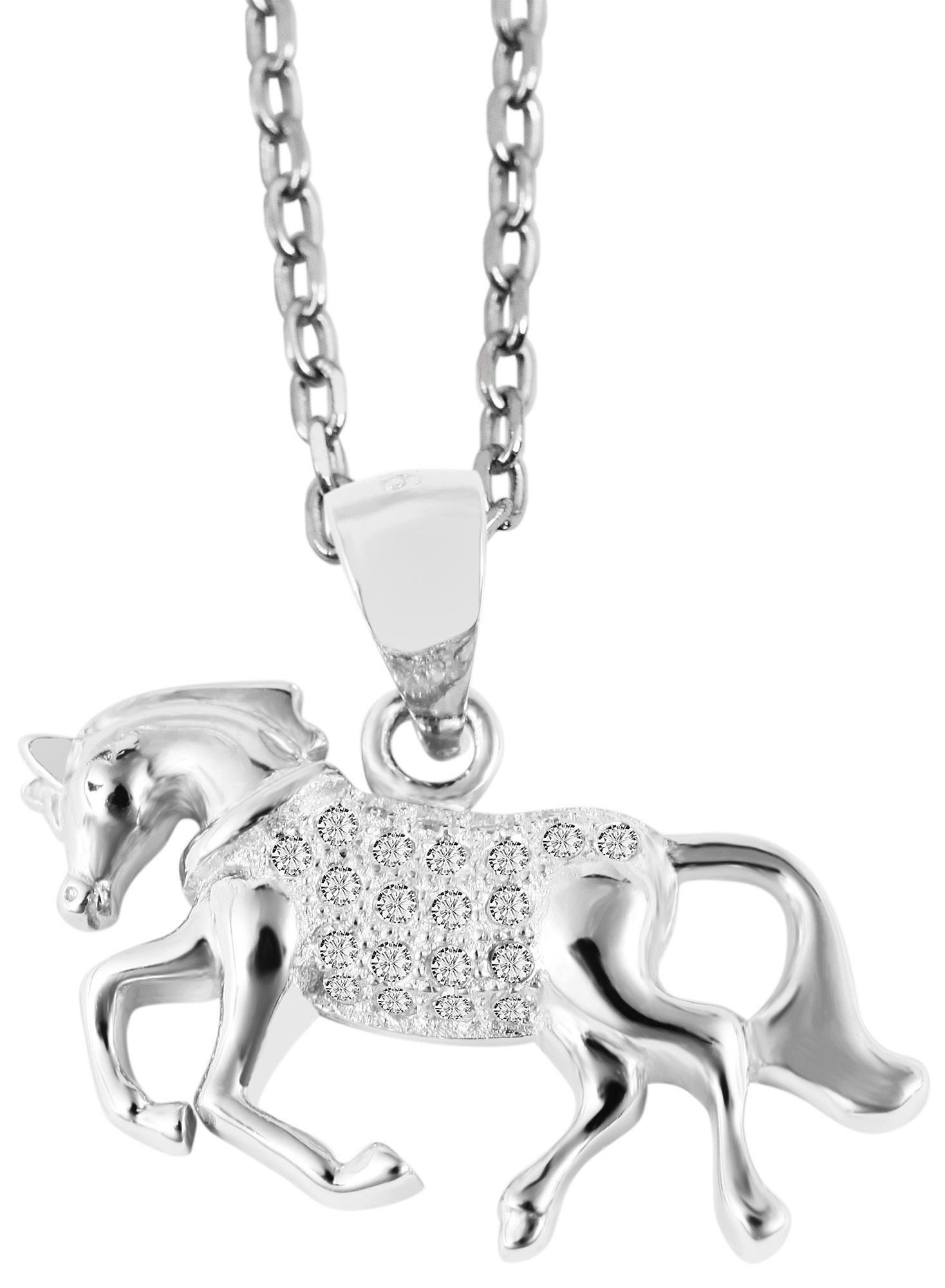 Kettenanhänger Anhänger – Pferd Anhänger aus 925 Silber mit Zirkonia